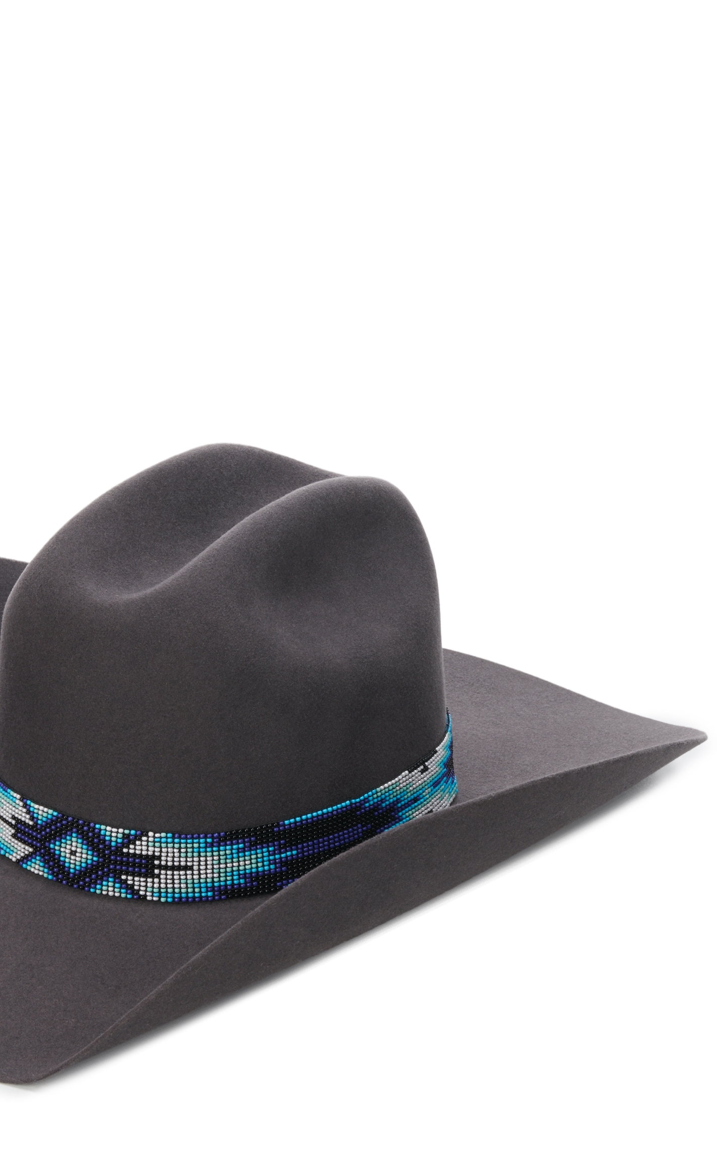 Twister Multi-Blue Southwest Design Beaded Stretch Hatband - Image 1