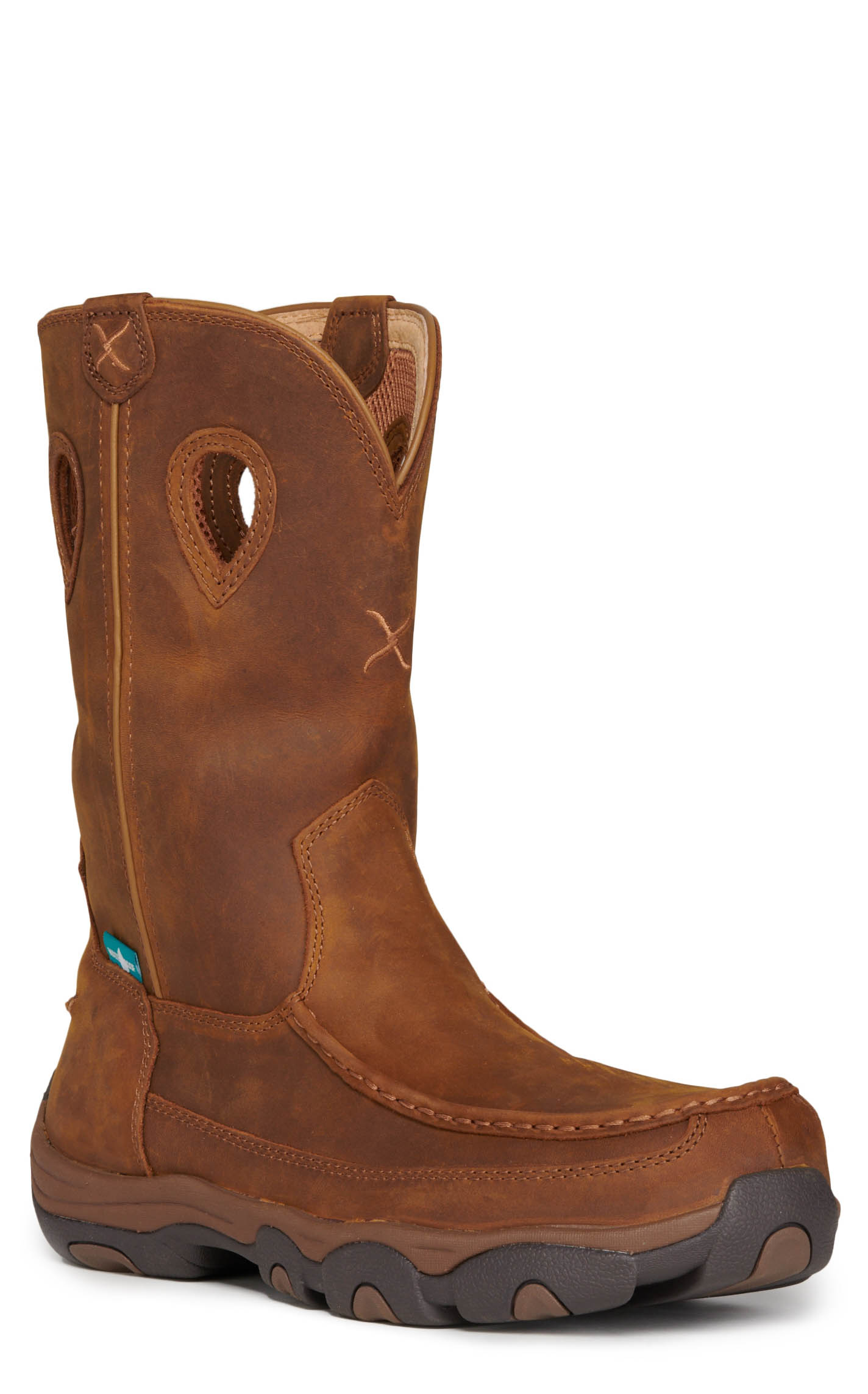 Twisted X Men's Oiled Saddle Brown Round Composite Moc Toe Hiker Work Boots - Image 1