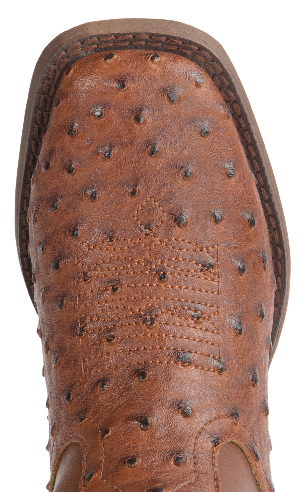 Roper Men's Faux Leather Tan Ostrich Wide Square Toe Cowboy Boots - Image 1