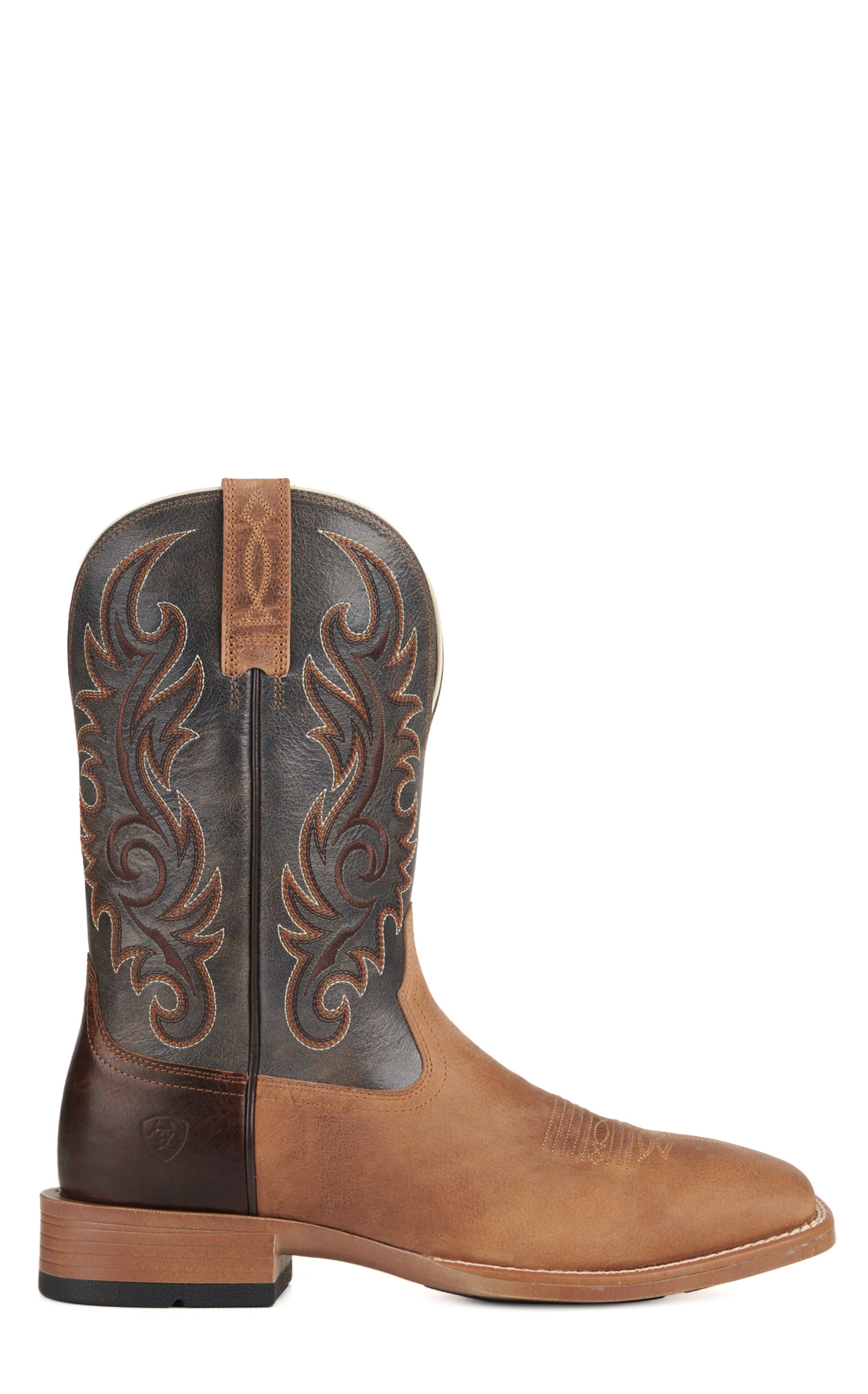 Ariat Men's Lasco Ultra Light Tan and Smoky Blue Bantamweight Wide Square Toe Cowboy Boots - Image 1