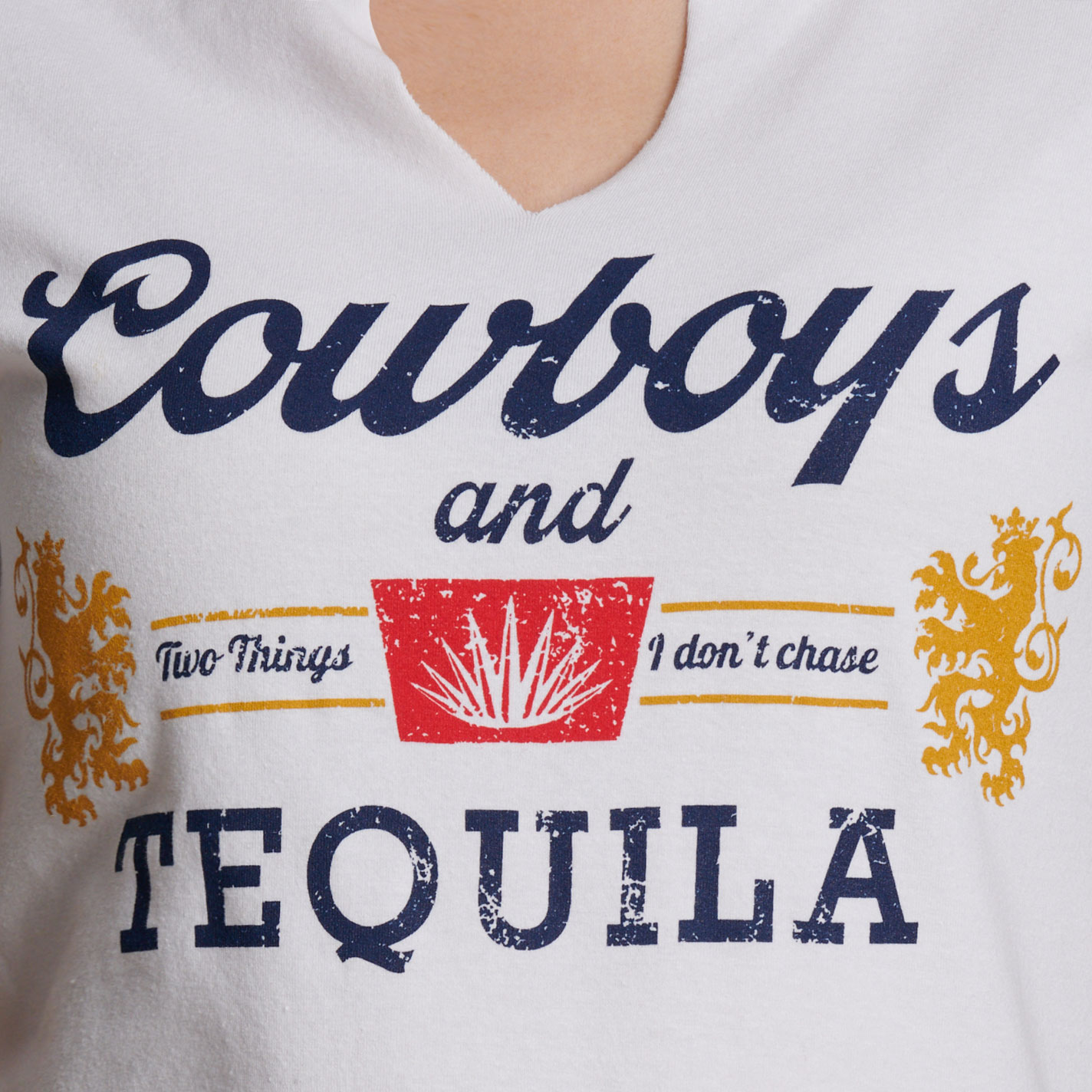 R.Rouge Women's White Cowboys & Tequila Graphic T-Shirt - Image 1