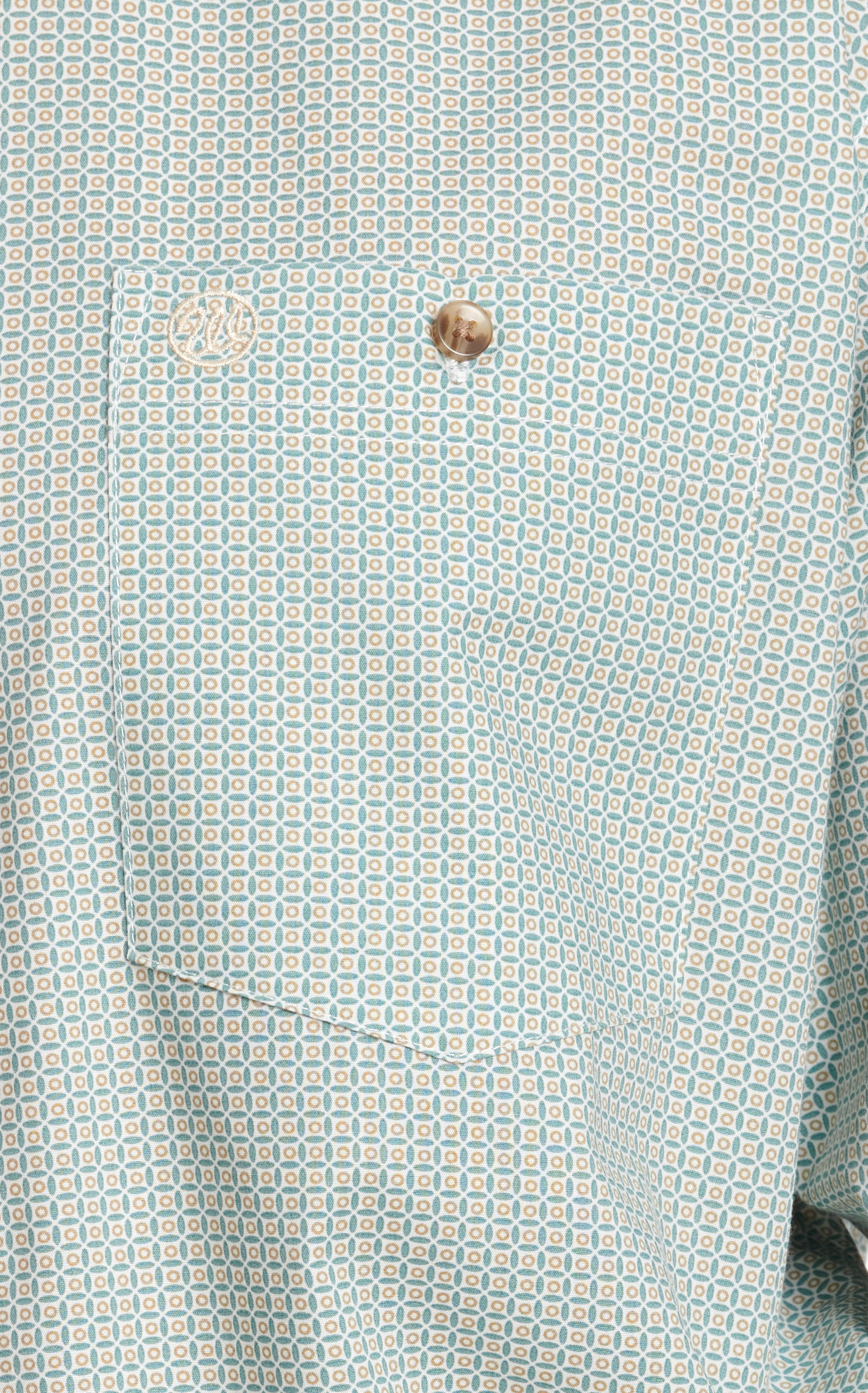 Wrangler Men's Classic Teal & Antique Gold Geo Print Western Shirt - Image 1