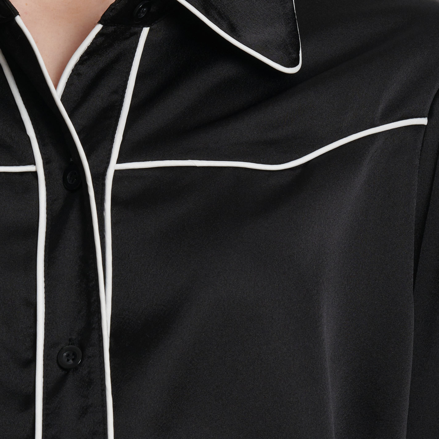 Blue B Women's Black & White Satin Retro Western Top - Image 1