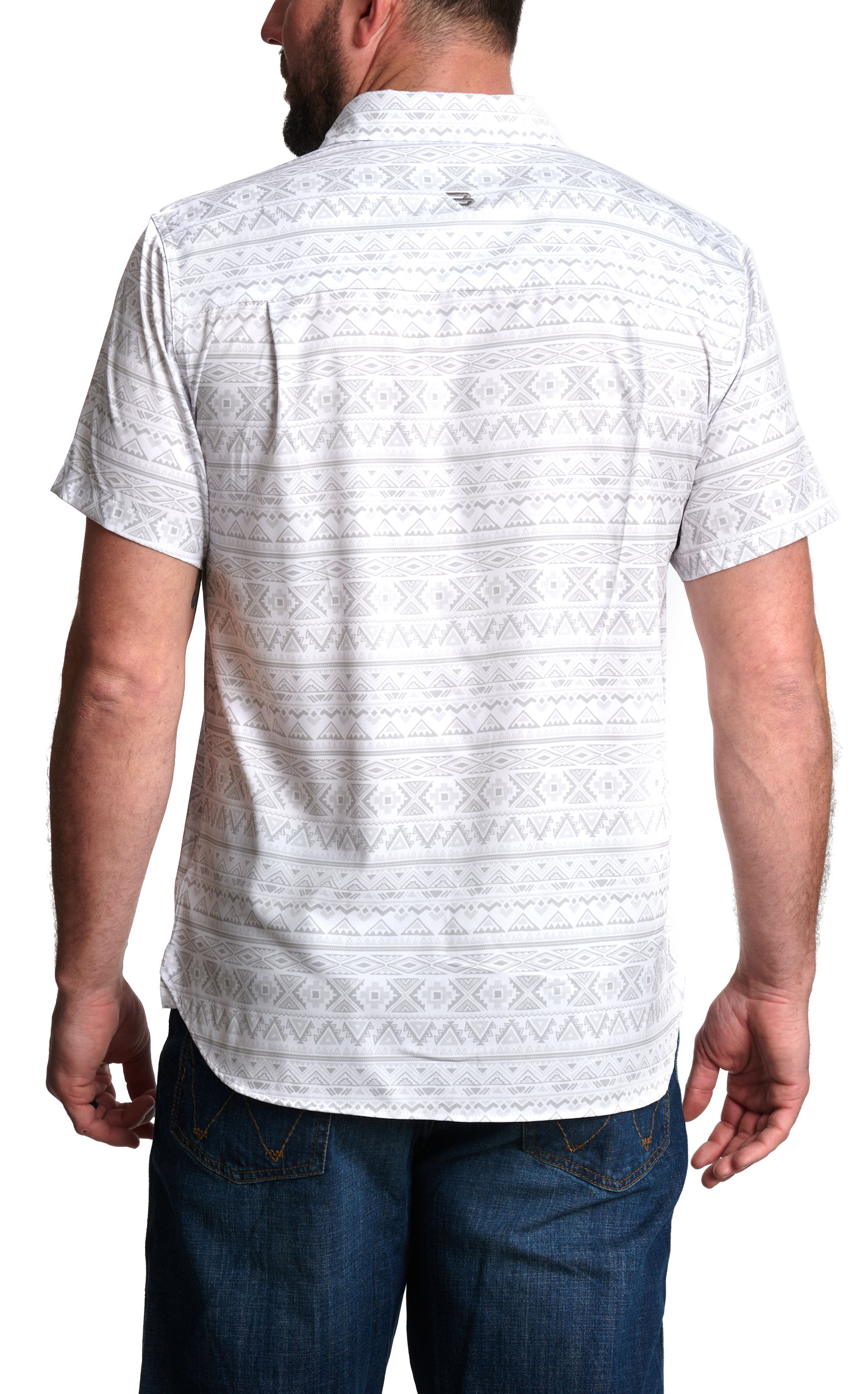 Burlebo Men's White Aztec Print Performance Shirt - Image 1