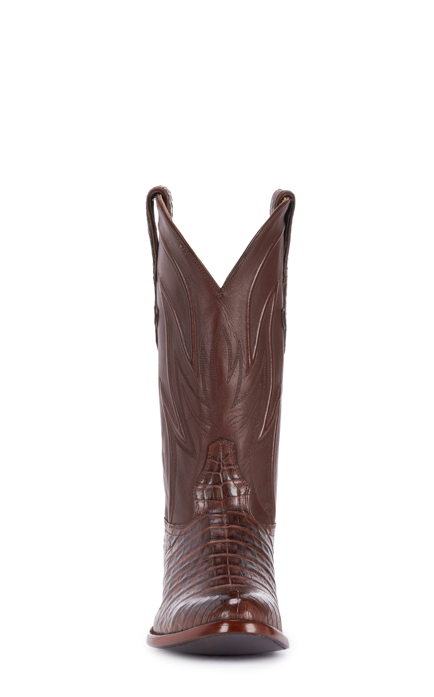 JRC & Sons Men's Weldon Caiman Belly Round Toe Exotic Cowboy Boot in Cigar - Image 1