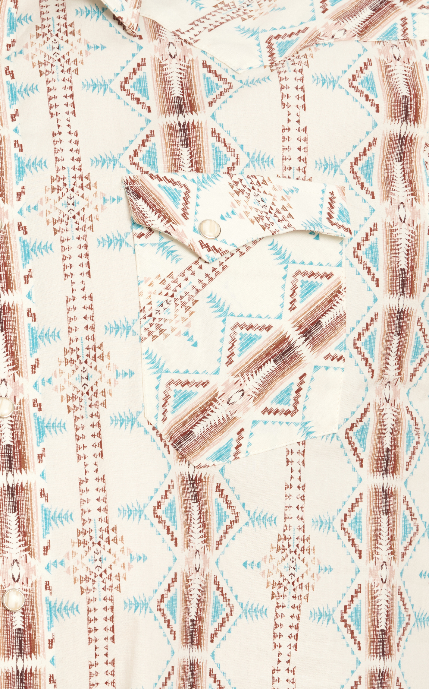Panhandle Men's Cream Turquoise & Chocolate Aztec Print Long Sleeve Western Shirt - Image 1