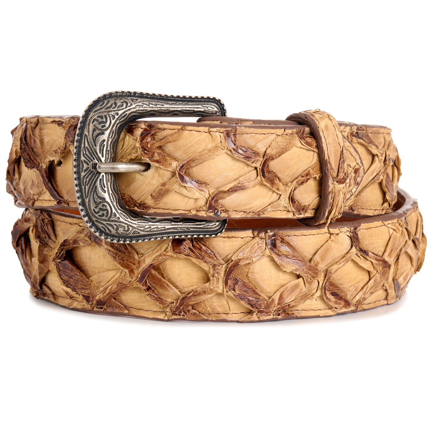 Cavender's Men's Caramel Pirarucu Belt - Image 1