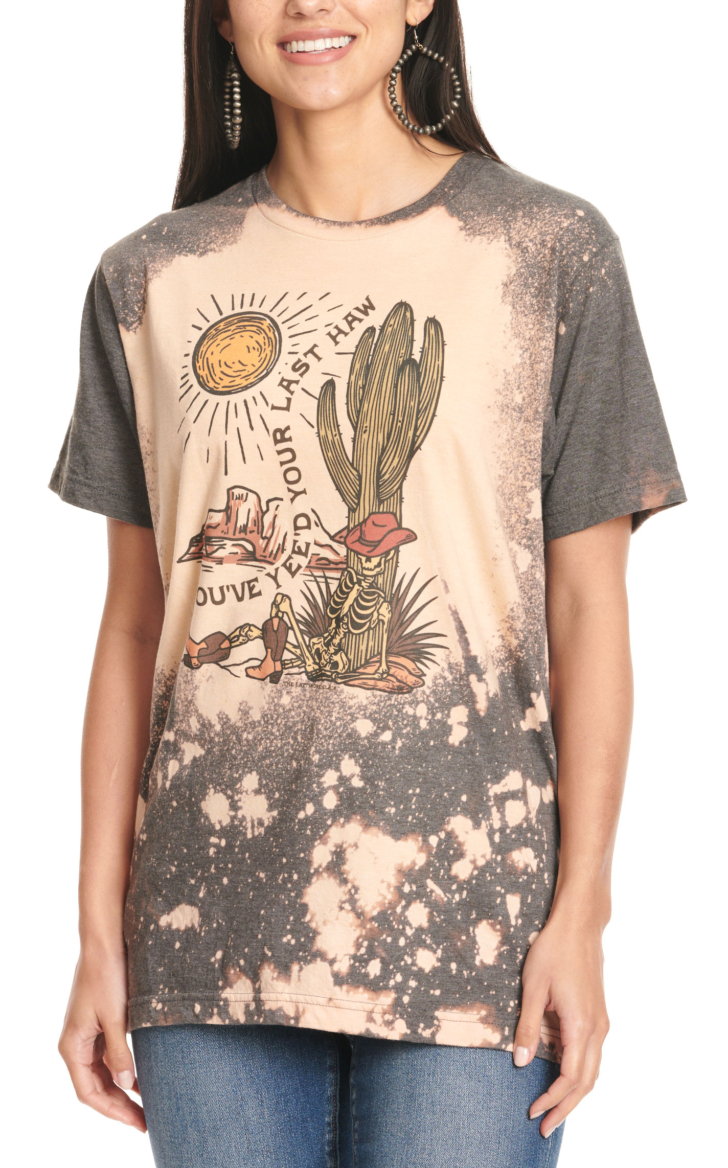 Lattimore Women's Charcoal Bleach Splatter You've Yee'd Your Last Haw T-Shirt - Image 1