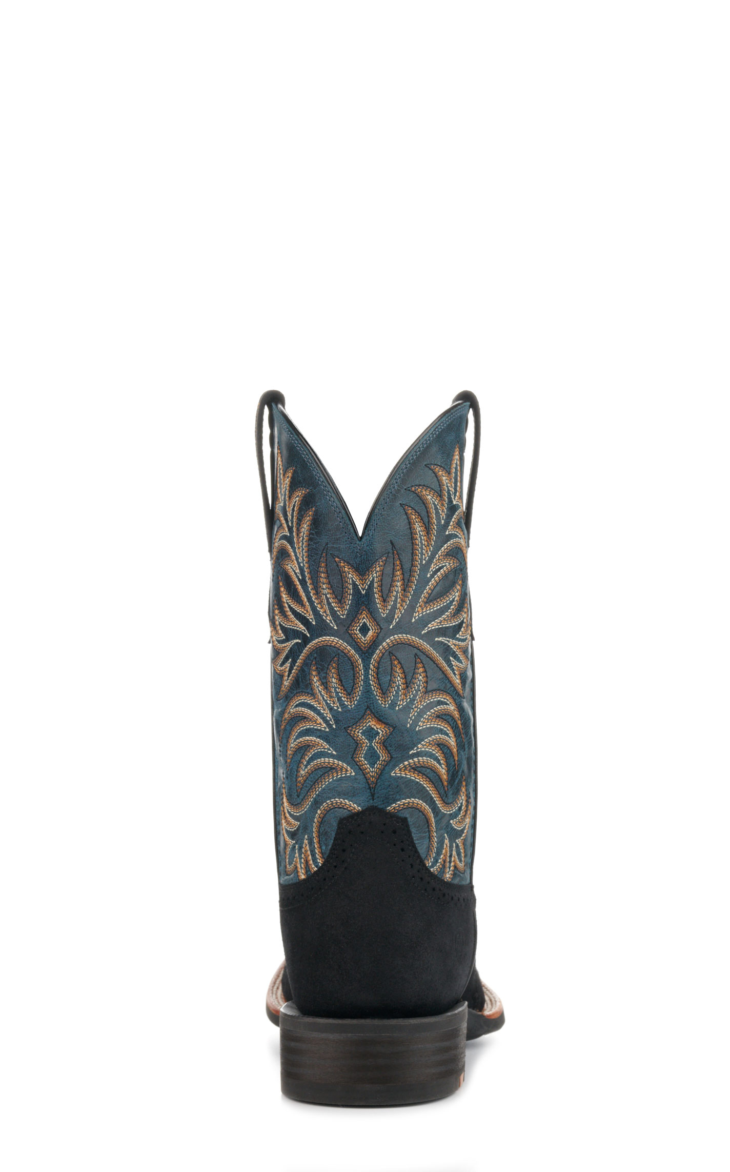 Ariat Men's Oakwood Black Roughout Suede and Dirty Denim Wide Square Toe Cowboy Boots - Image 1