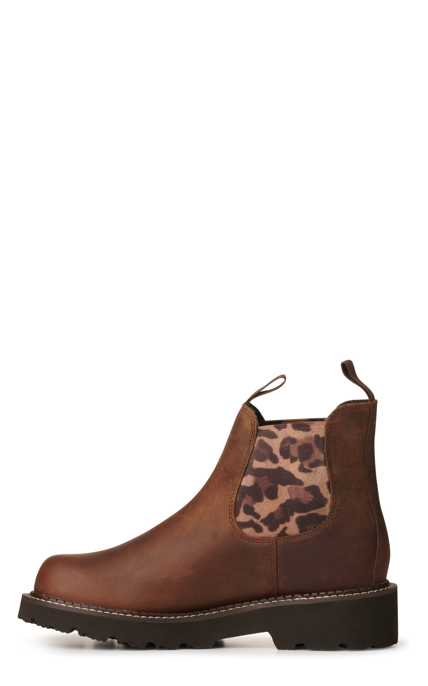 Ariat Women's Fatbaby Twin Gore Tan and Leopard Round Toe Chelsea Boots - Image 1