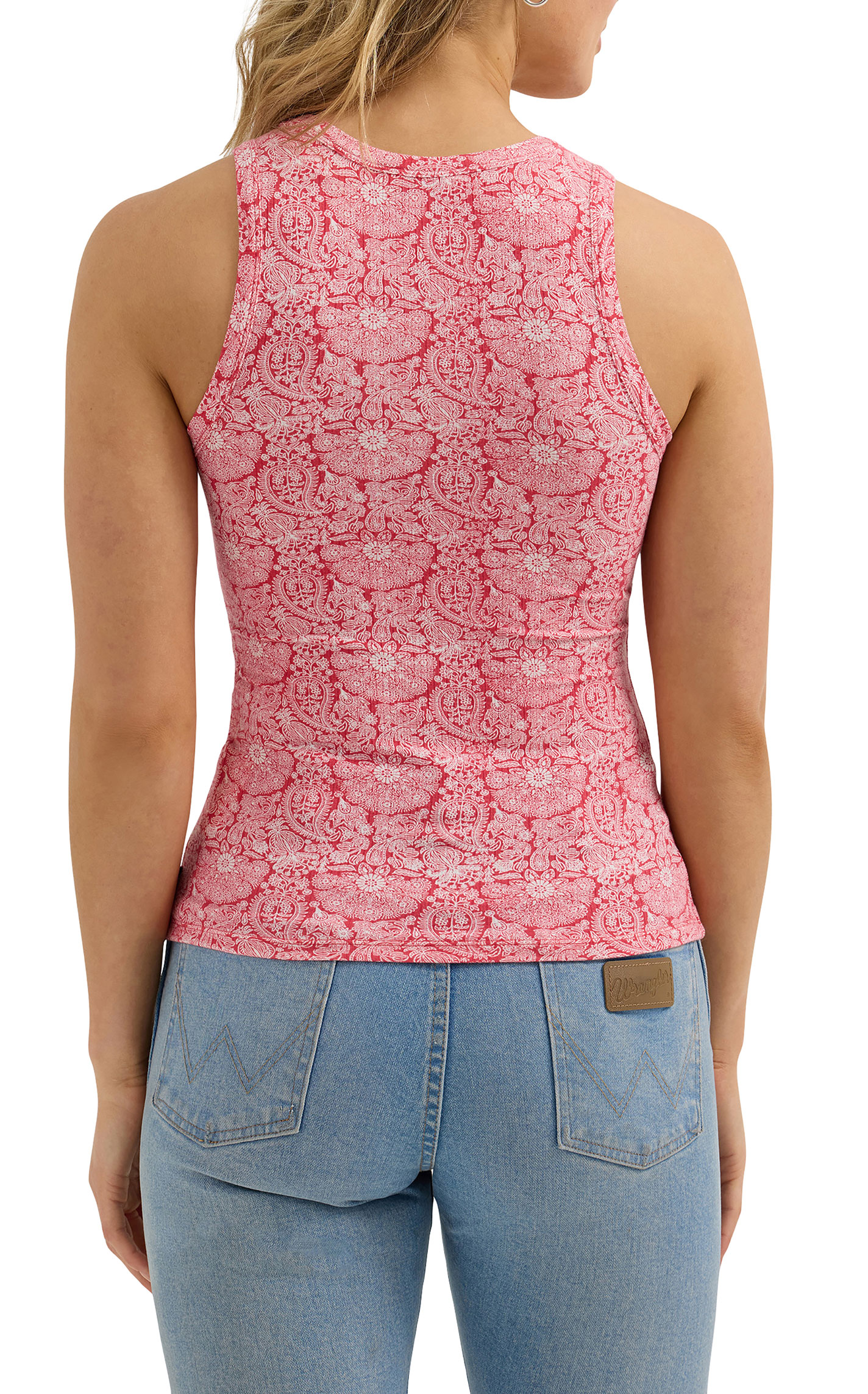 Wrangler Women's Red & Ivory Paisley Print Tank Top - Image 3