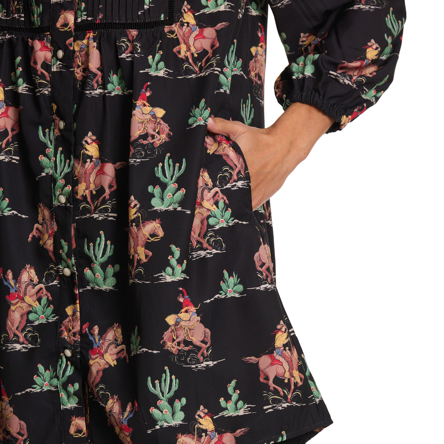 Fashion Express Women's Black Western Print Dress - Image 1
