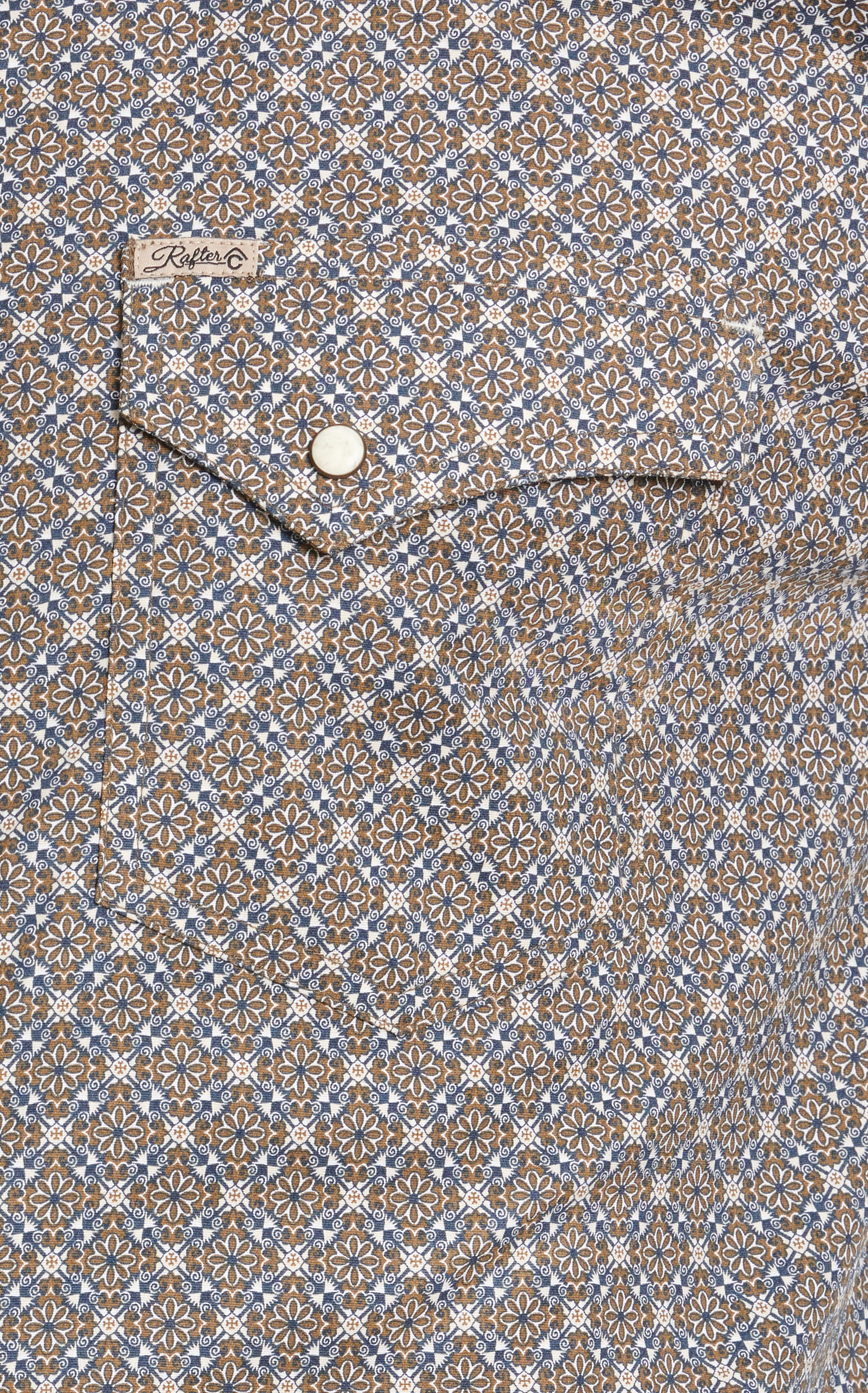 Rafter C Men's ProFlex45 Toasted Olive Floral Geo Print Stretch Western Shirt - Image 1