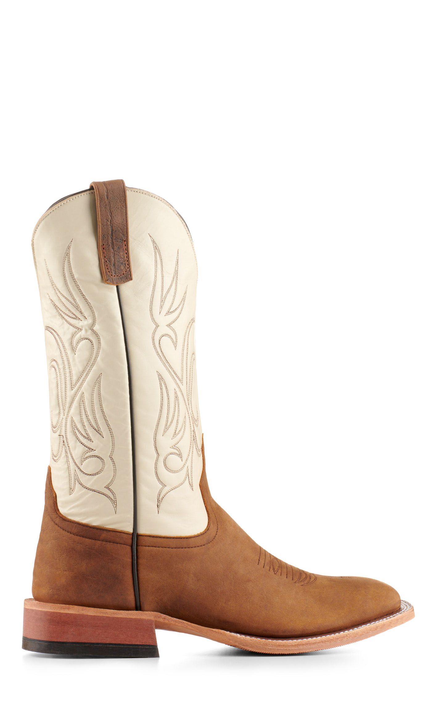 Anderson Bean Men's Natural Brown Bison and Bone Hybrid Sole Wide Square Toe Cowboy Boots - Image 1