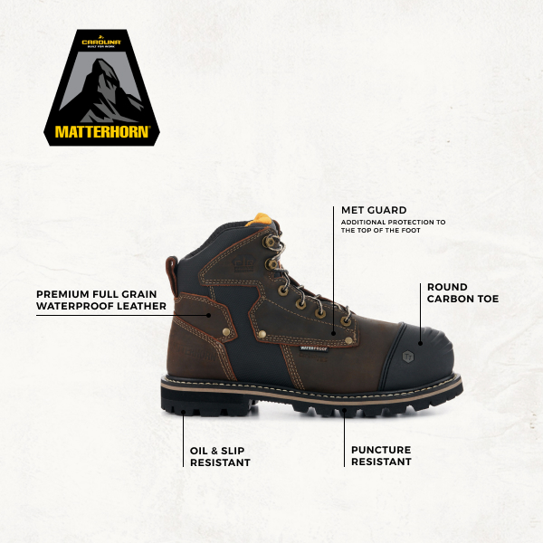 Matterhorn Men's Brown Puncture Resistant MetGuard Round Composite Toe Lace Up Work Boot - Image 1