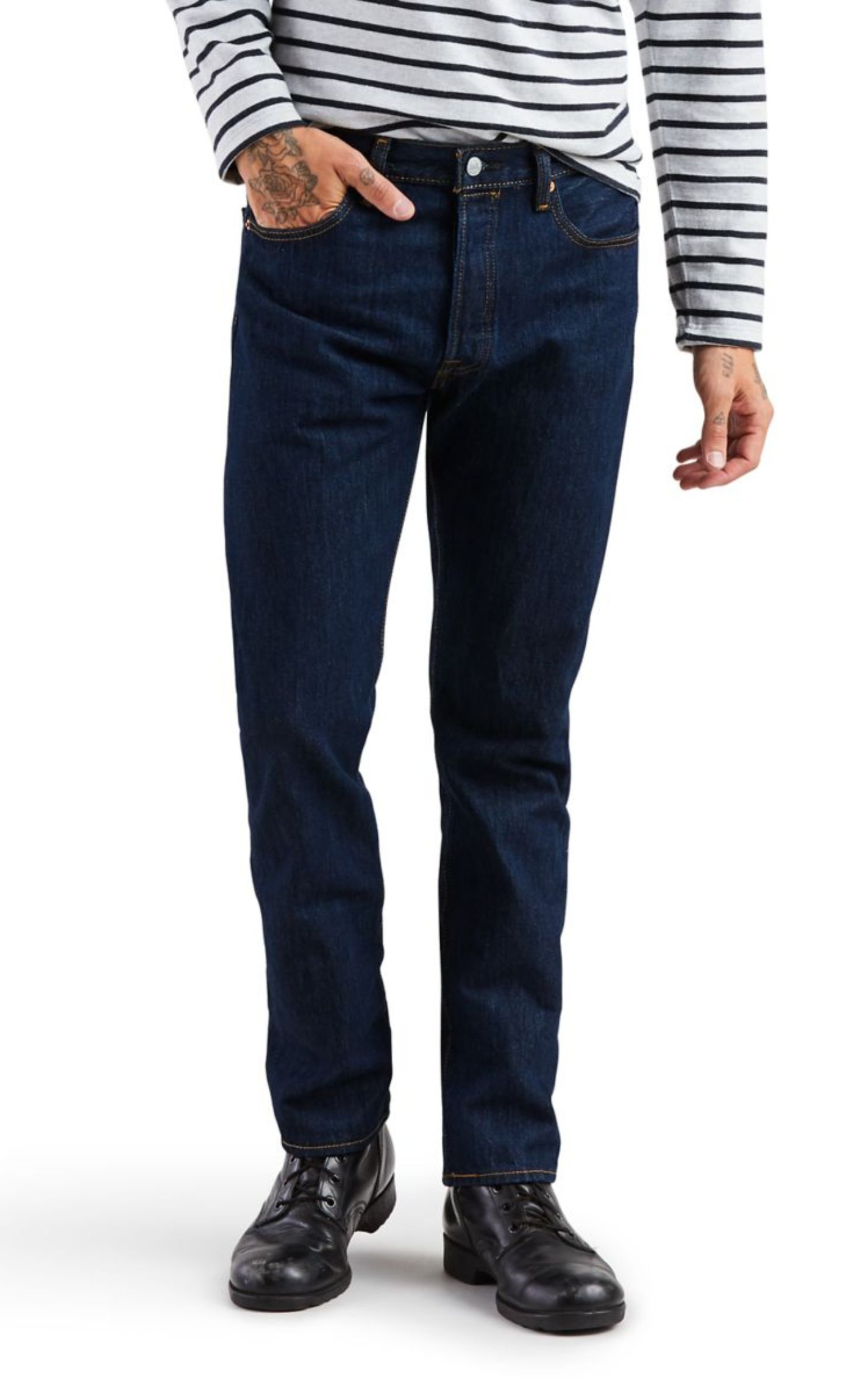Levi's Men's 501 Original Fit Rinse Dark Wash Jeans - Image 1