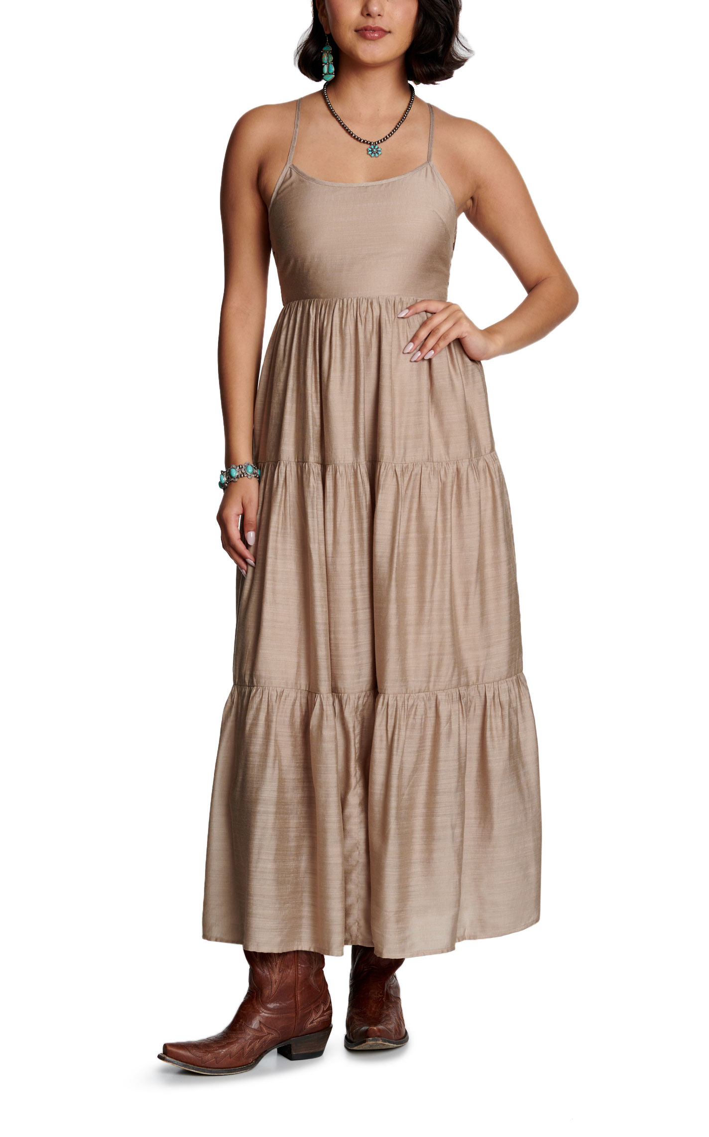 Yura Women's Taupe Bow Back Dress - Image 1