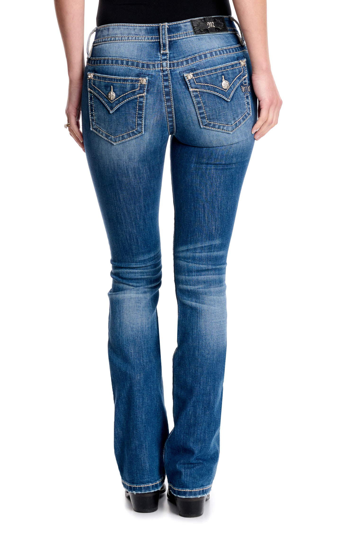 Miss Me Women's Medium Wash Mid Rise Boot Cut Jeans - 34\