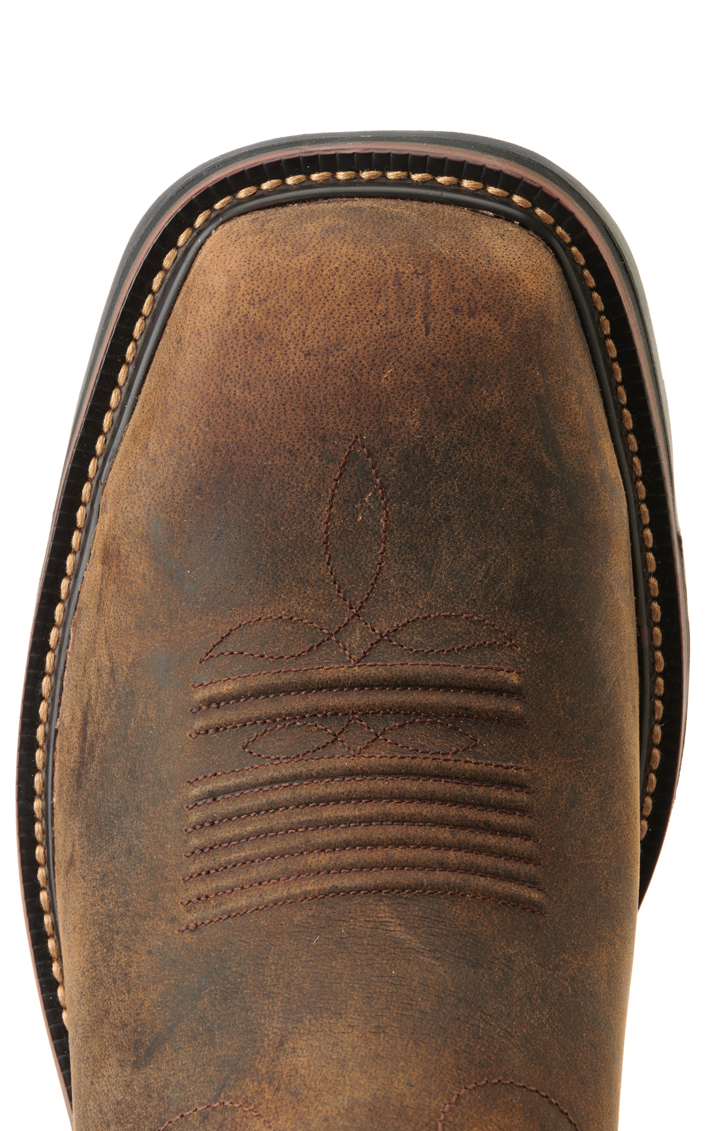 R. Watson Men's Distressed Coffee and Midnight Black Square Steel Toe Work Boots - Image 1