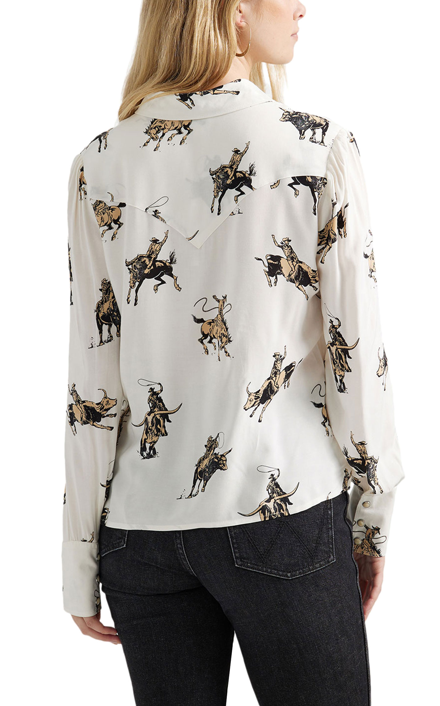 Wrangler Women's Cream & Western Rodeo Print Top - Image 1