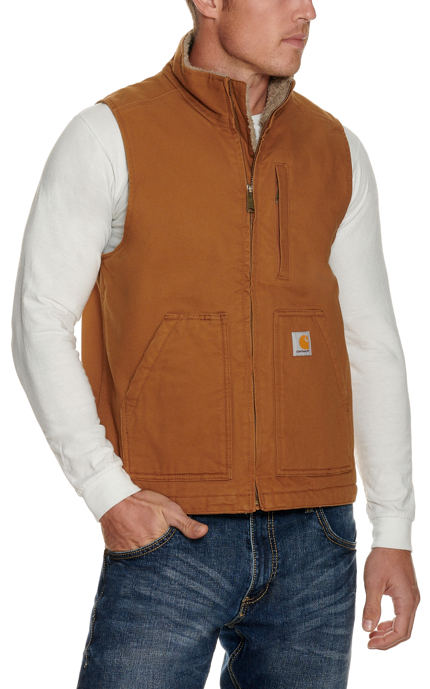 Carhartt Men's Carhartt Brown Sherpa Lined Vest - Image 1