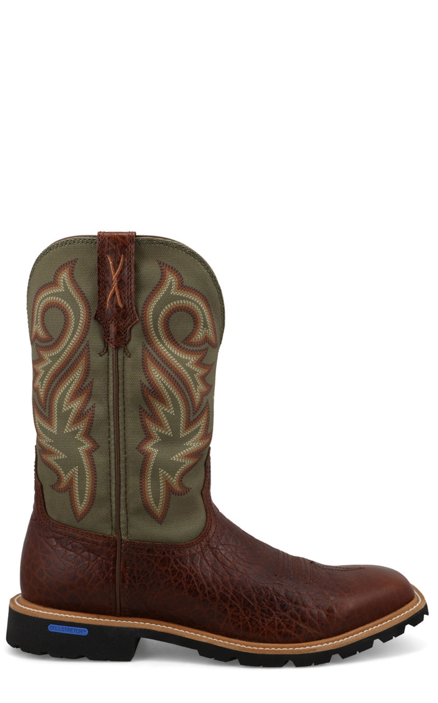 Twisted X Men's Caramel Café & Moss Tech X Performance Wide Square Toe Cowboy Boots - Image 1