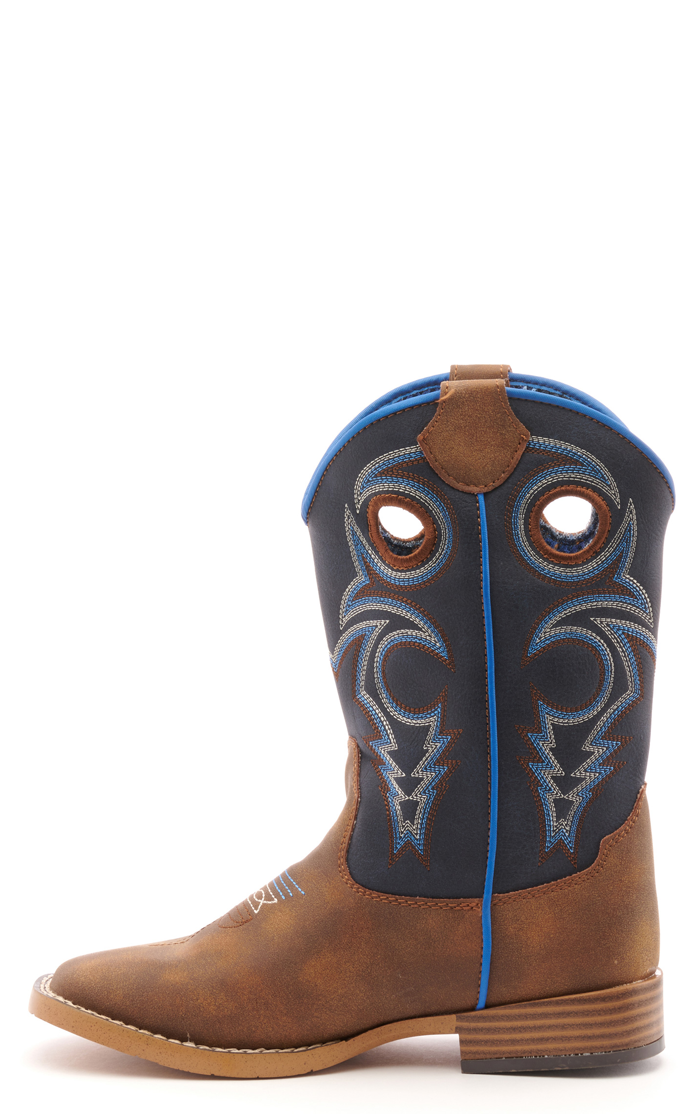 Twister Kids Ben Brown and Navy Square Toe Cowboy Boots - Image 1