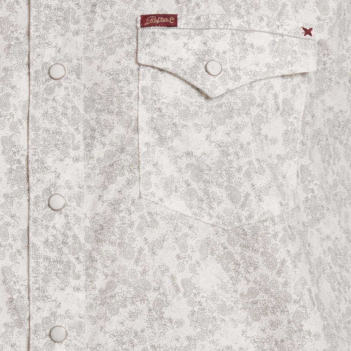 Rafter C Red Dirt Men's Cream & Gray Paisley Print Western Shirt - Image 2