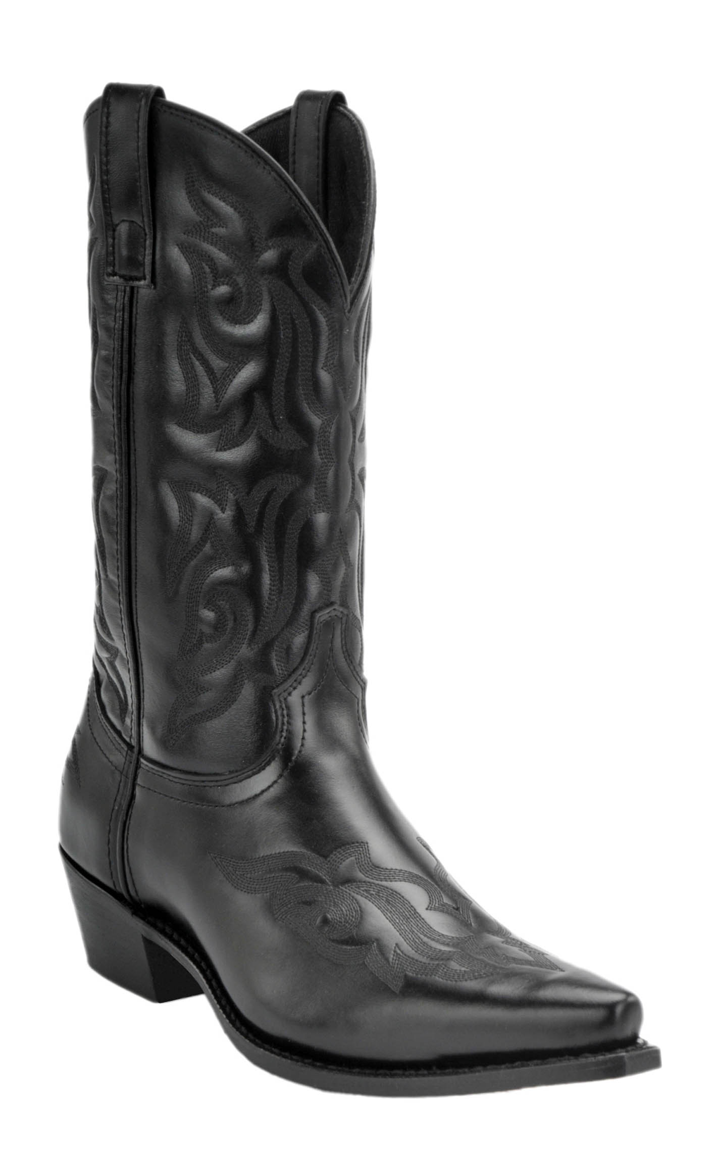 Laredo Men's Black Fancy Stitch Snip Toe Cowboy Boot - Image 1