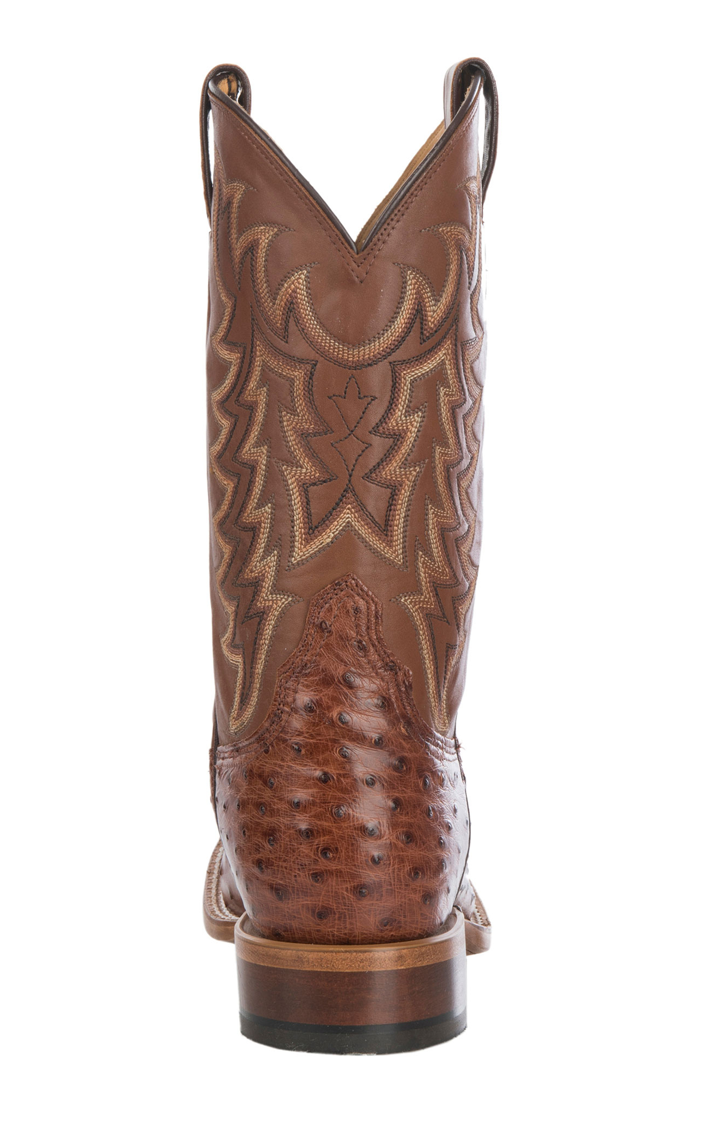 Tony Lama Men's Tan and Brandy Full Quill Ostrich Wide Square Toe Exotic Cowboy Boot - Cavender's Exclusive - Image 1