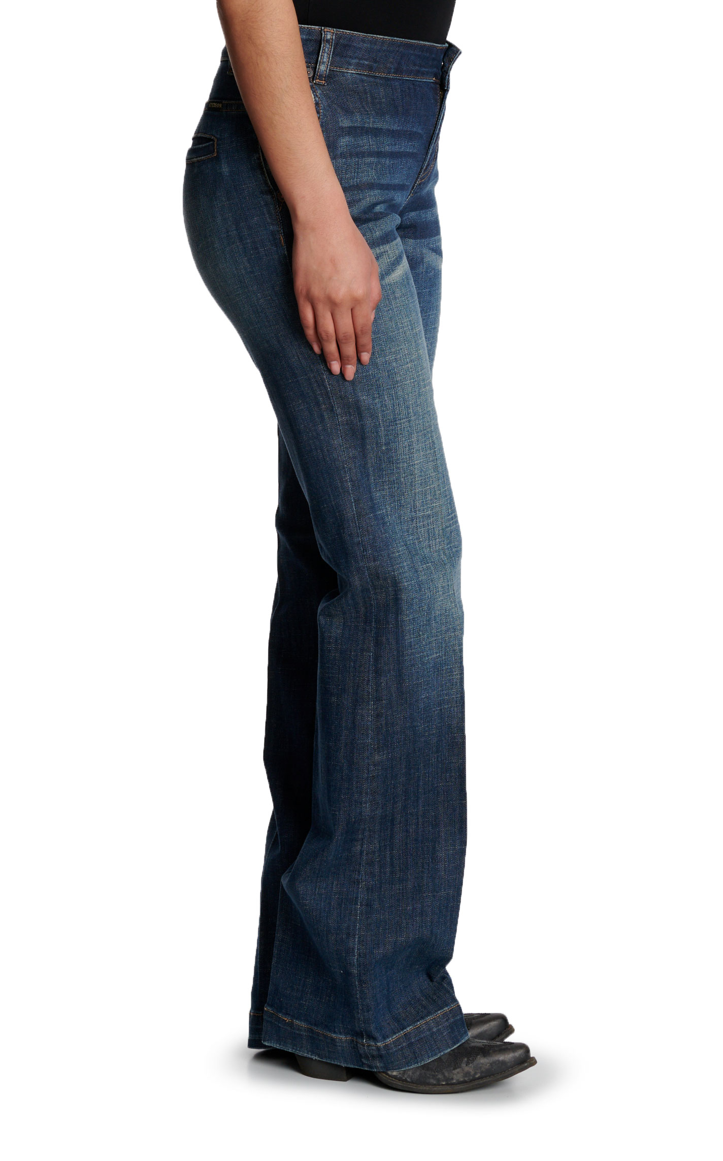 Stetson Women's Dark Wash Slash Front & Back Welt Pocket Jeans - Image 1