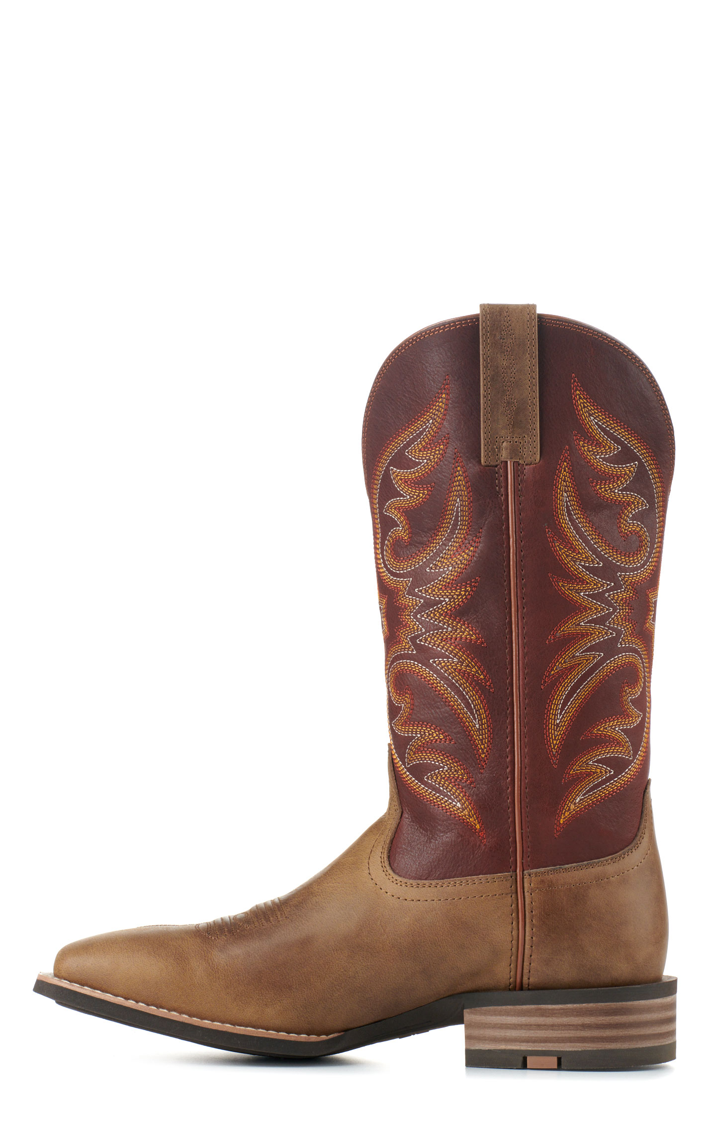 Ariat Men's Ricochet Sandstorm Tan and Chestnut SmartLite Wide Square Toe Cowboy Boots - Image 1