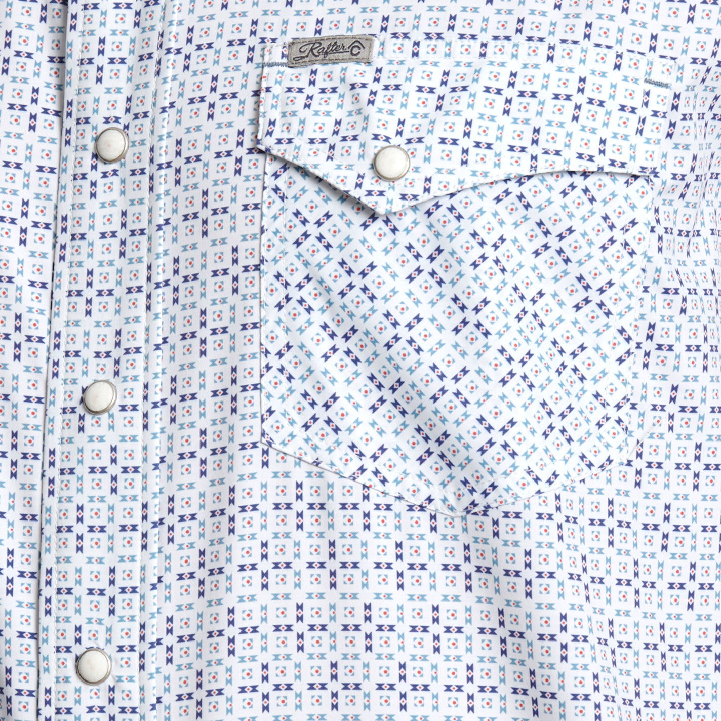 Rafter C Men's Navy Geo Print Western Shirt - Image 1