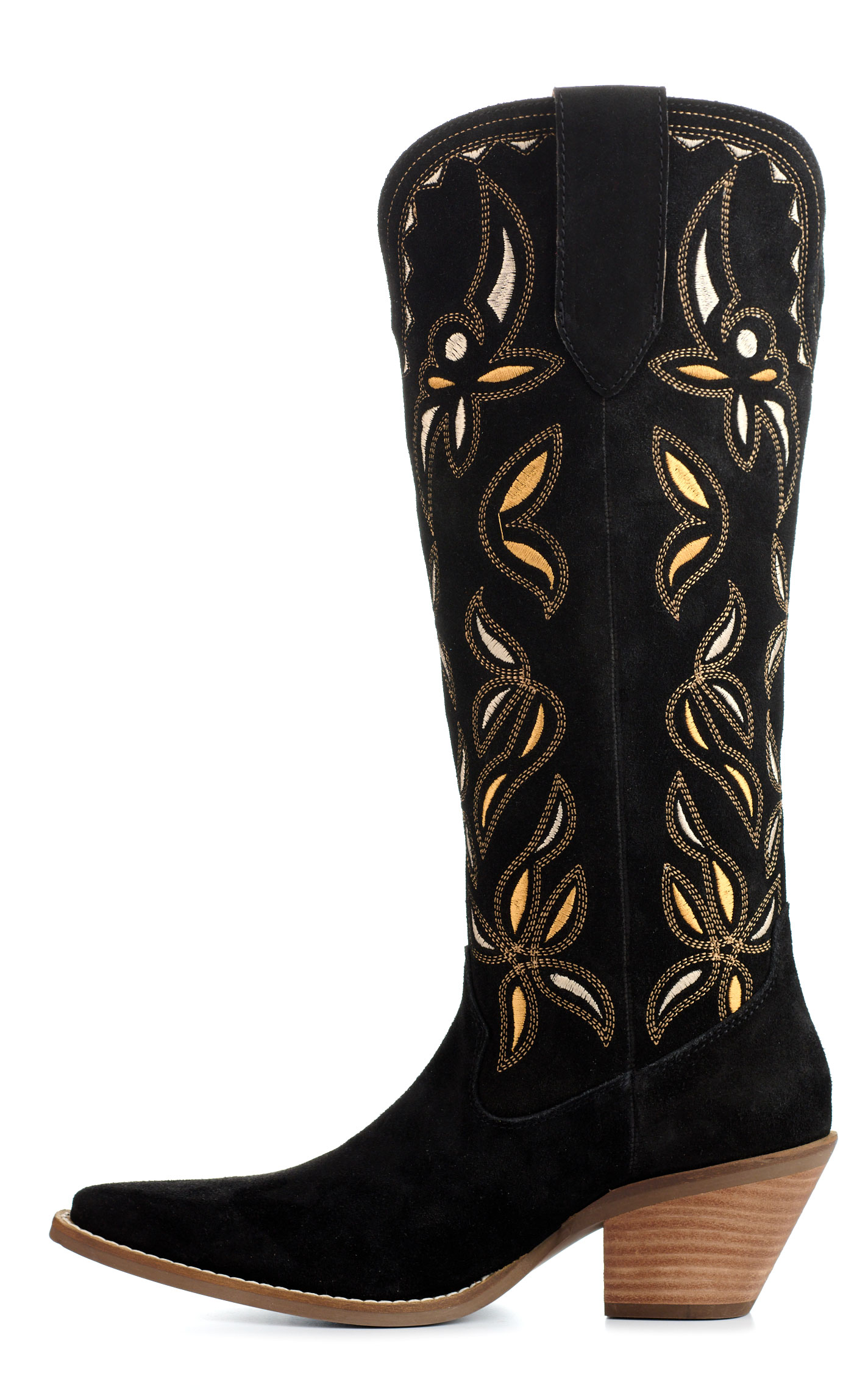 Dingo Women's Bandelera Black Suede Snip Toe Tall Cowboy Boots - Image 1