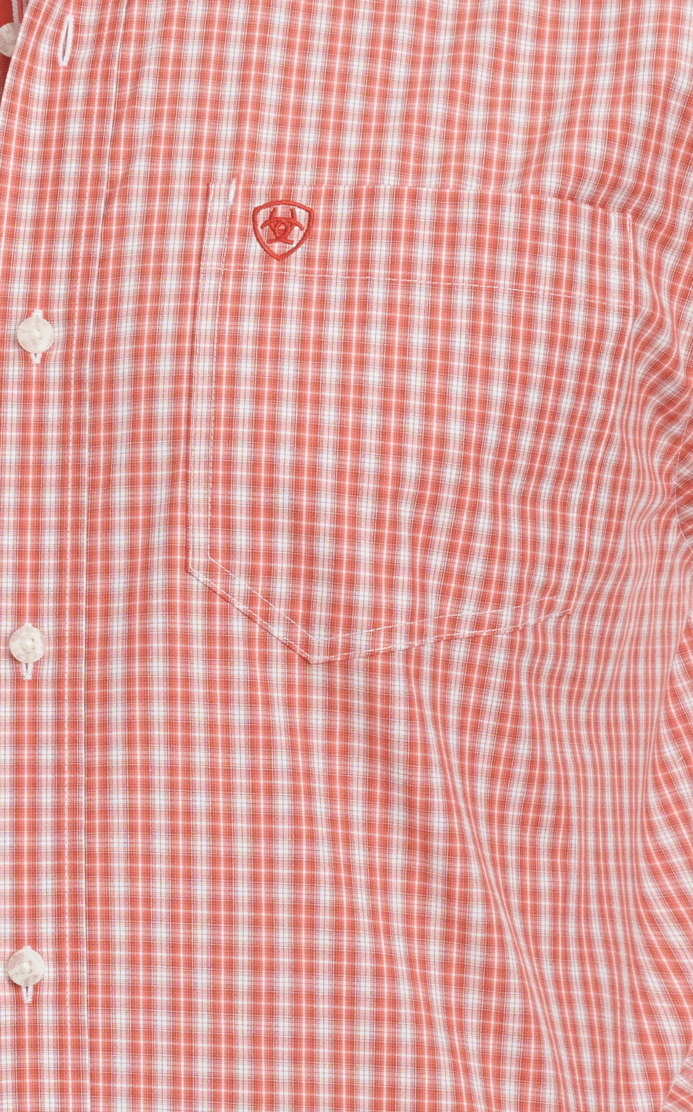 Ariat Pro Series Men's Roscoe Tangerine Mini Plaid Western Shirt - Image 1