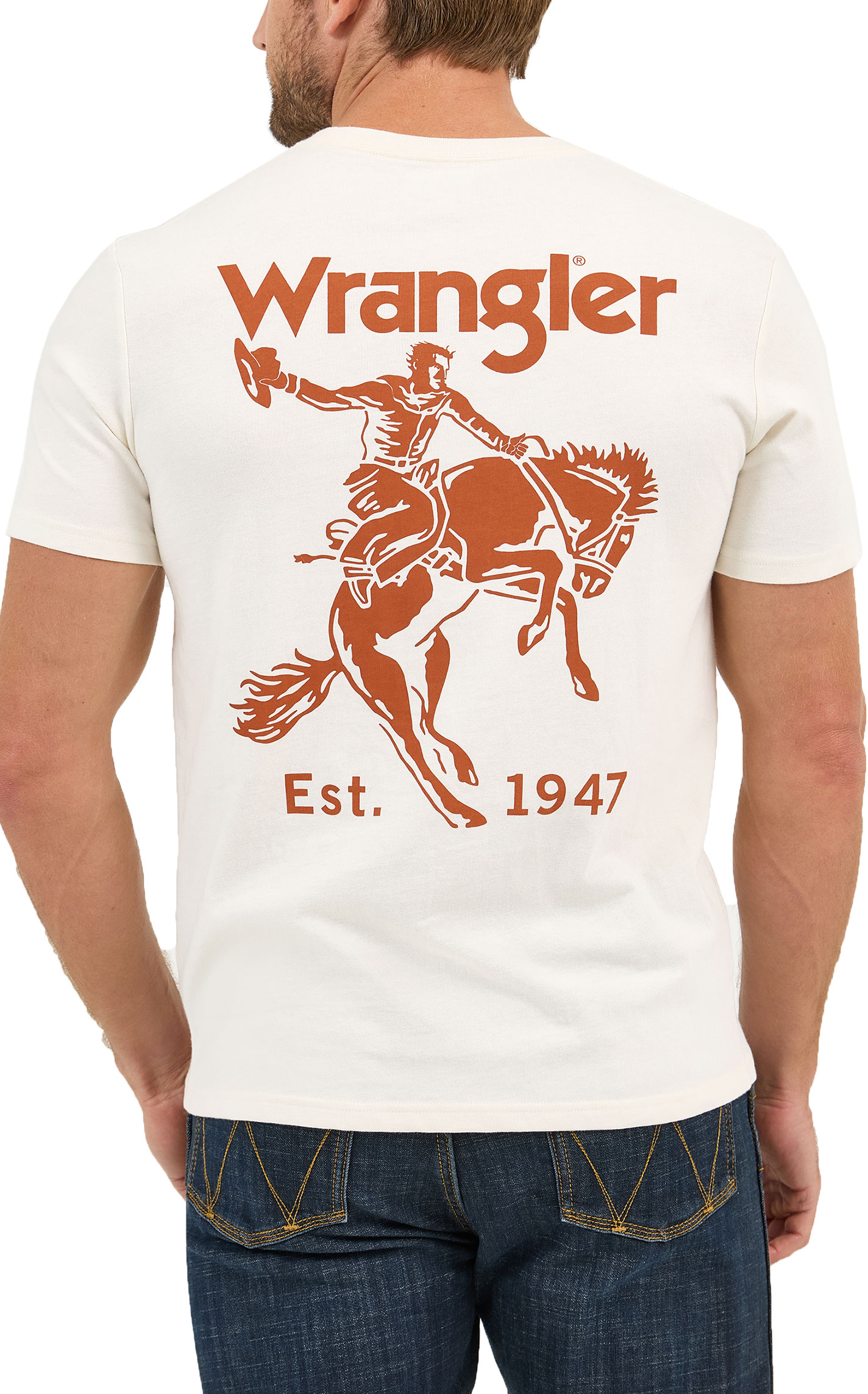 Wrangler Men's White Bronc & Rider Logo Graphic T-Shirt - Image 1