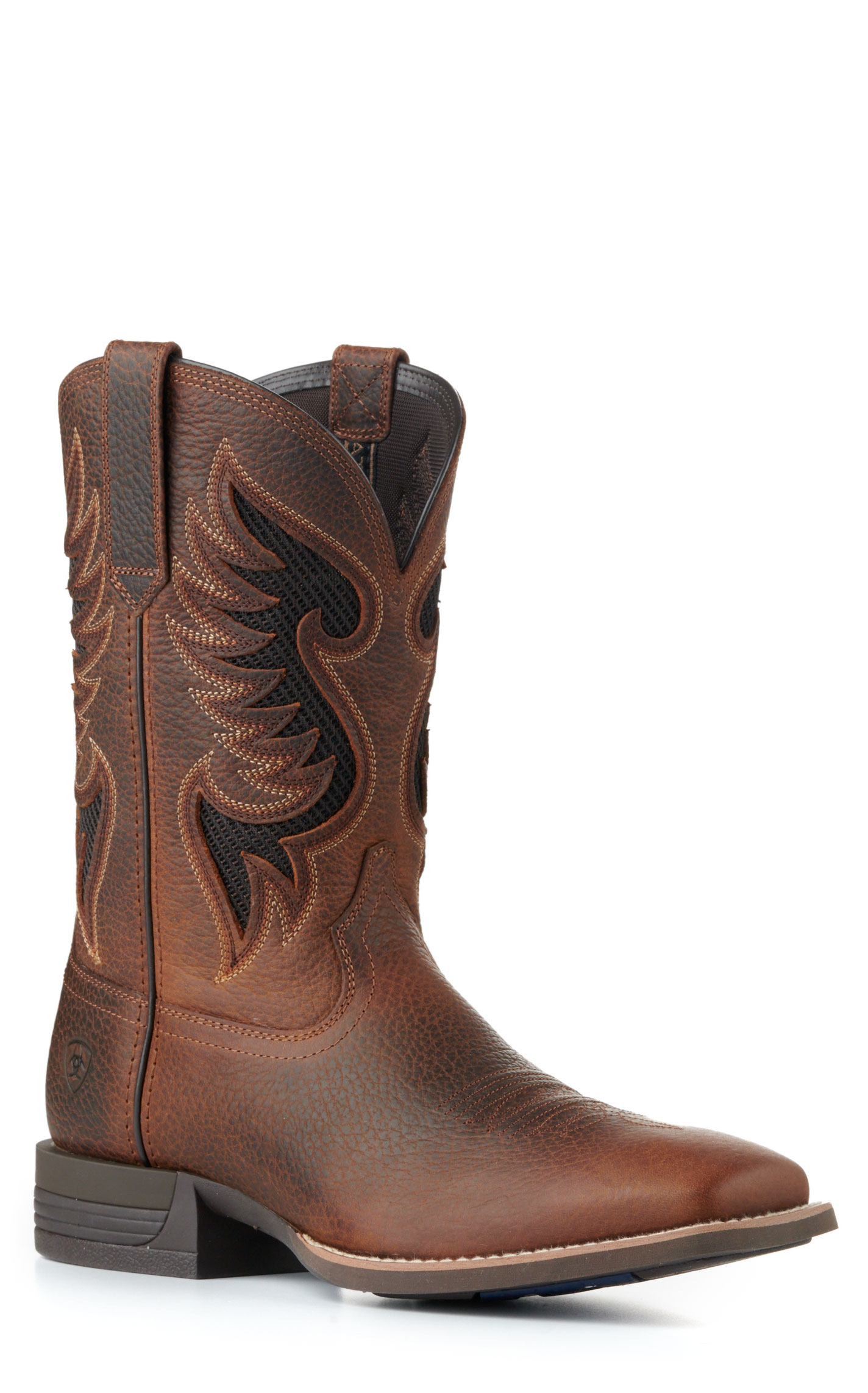 Ariat Men's Cowpuncher VentTEK Brown Oiled Rowdy Shock Shield Wide Square Toe Cowboy Boots - Image 1