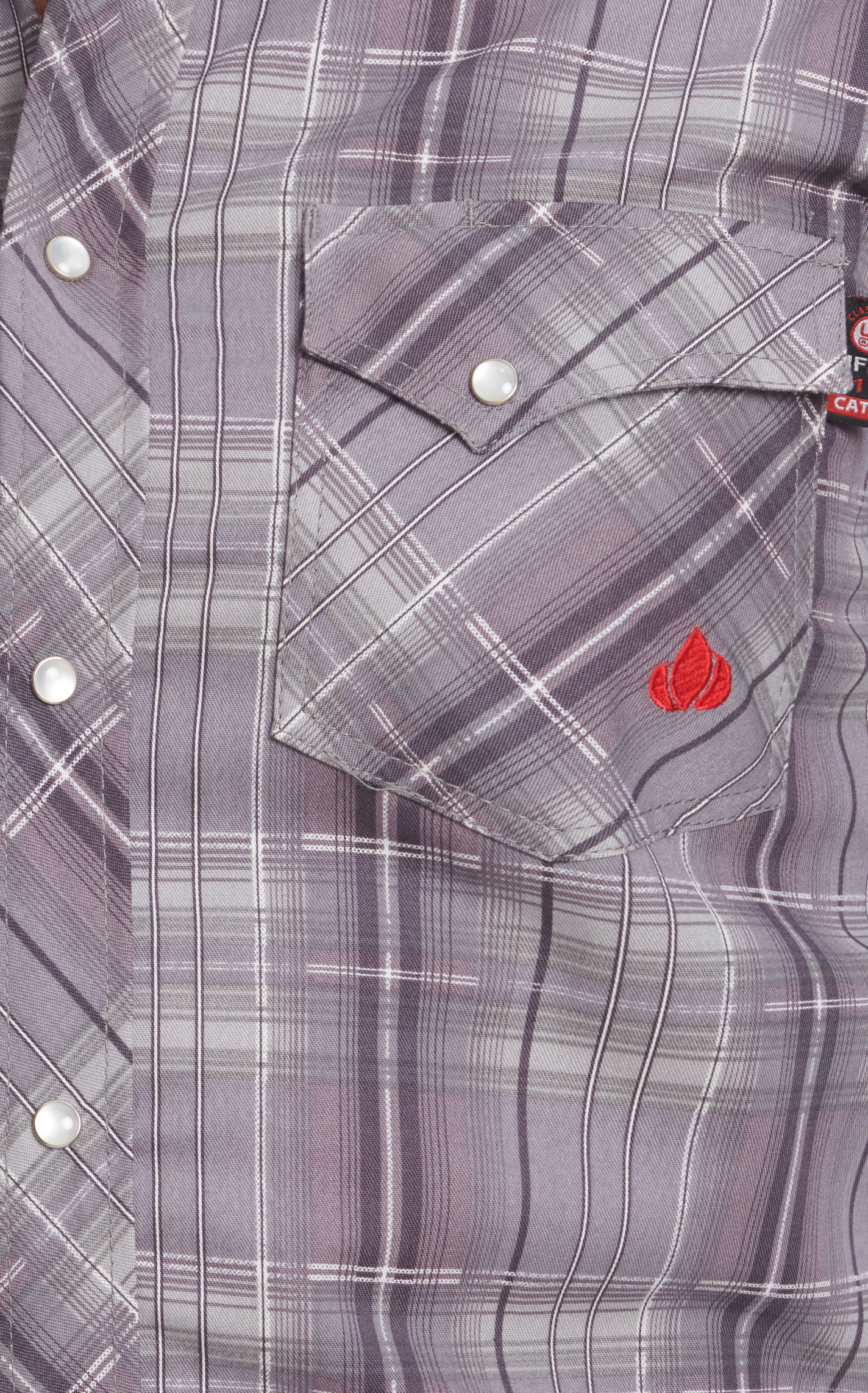 Forge Men's Stone Gray & White Plaid FR Work Shirt - Image 1