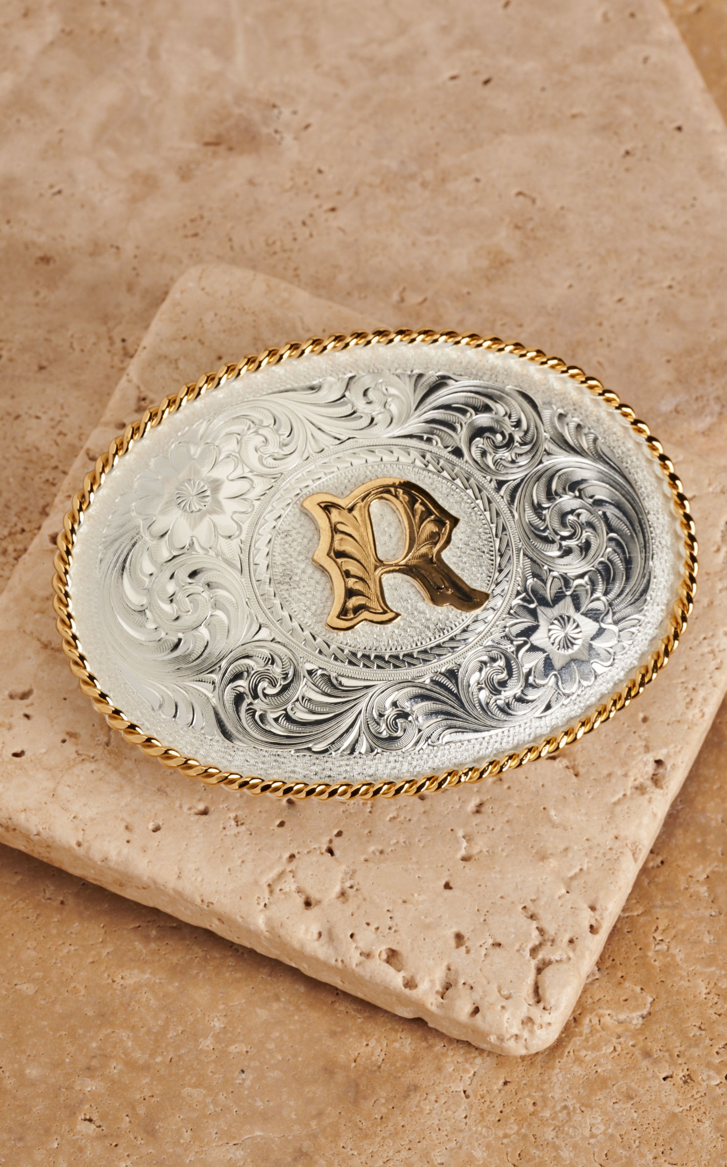 Montana Silversmiths Silver Floral Etching with Gold \