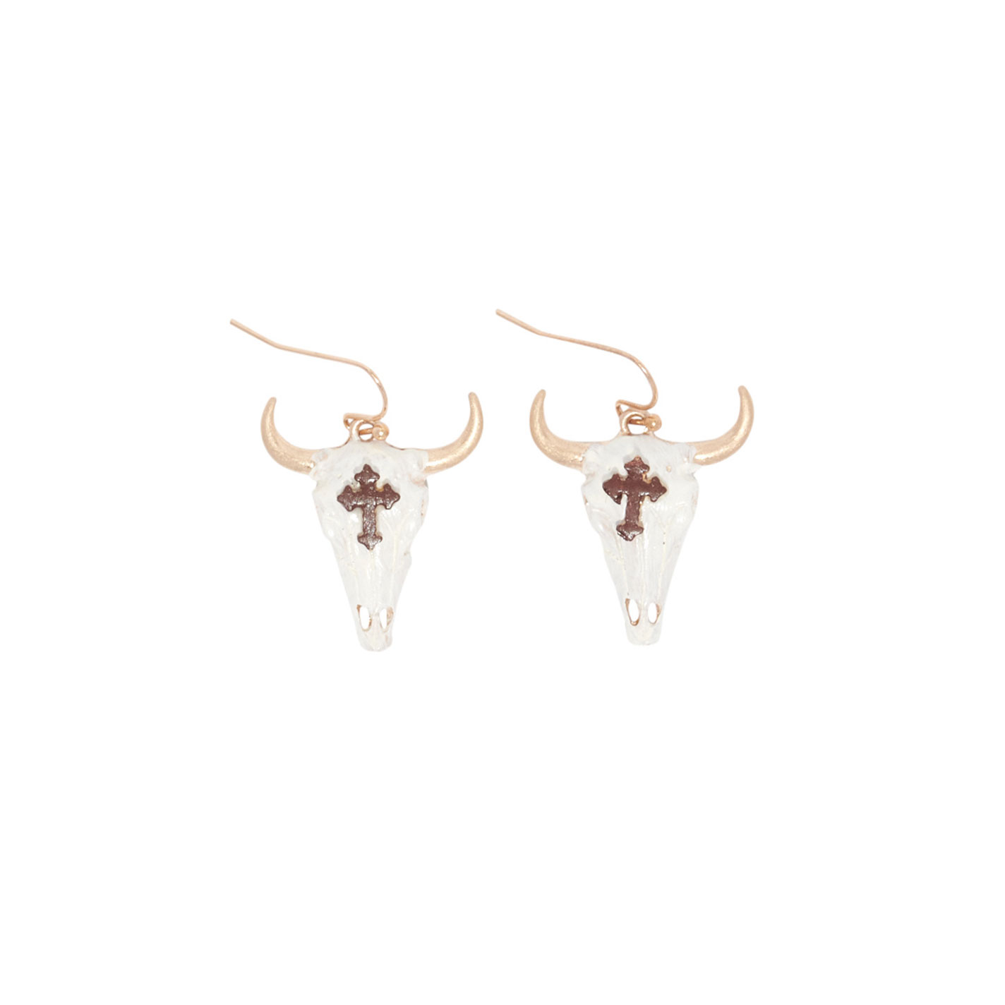 Blazin Roxx Golden Steer Head & Cross 3-Piece Jewelry Set - Image 1