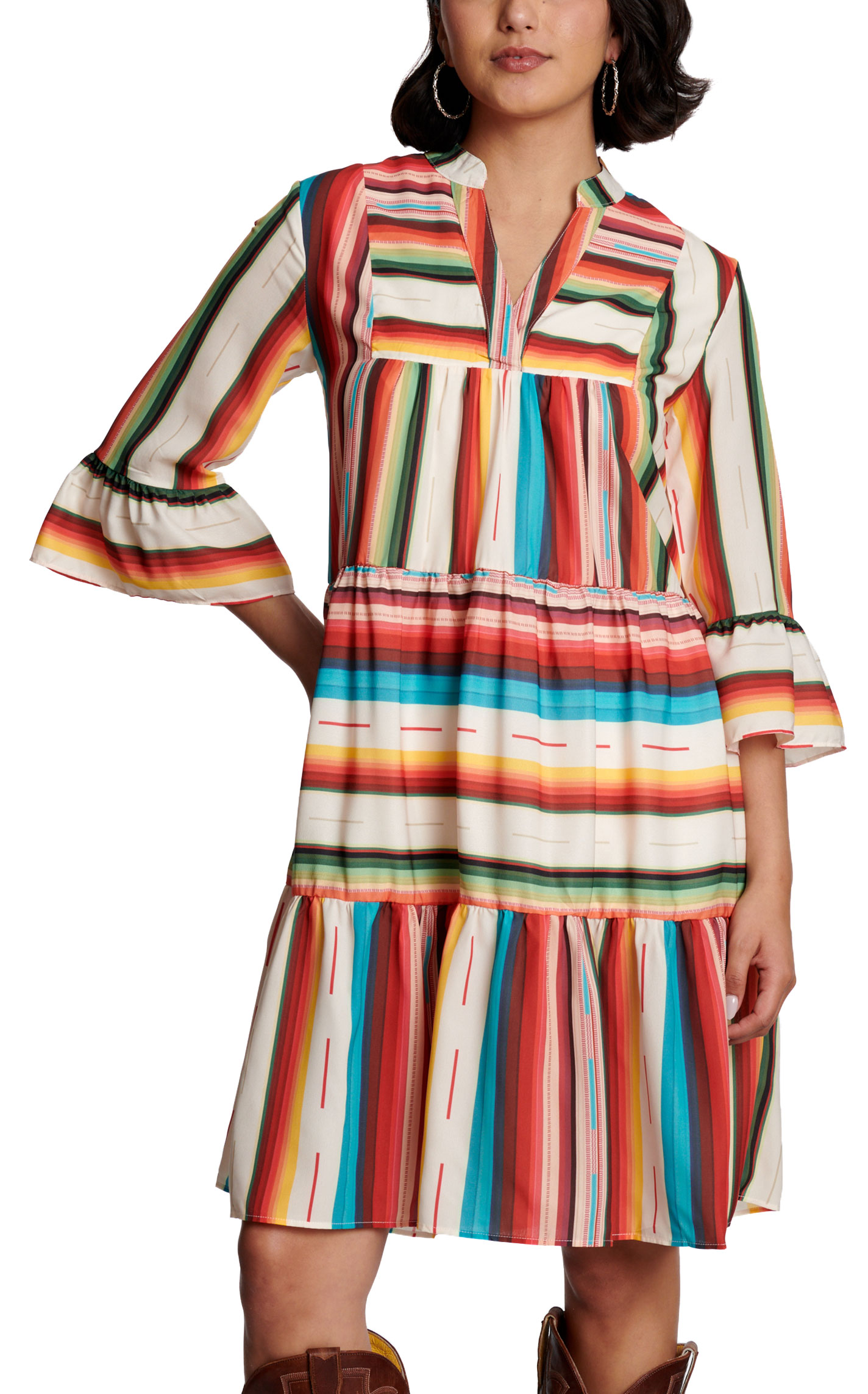 Fashion Express Women's Multicolor Serape Print Dress - Image 1