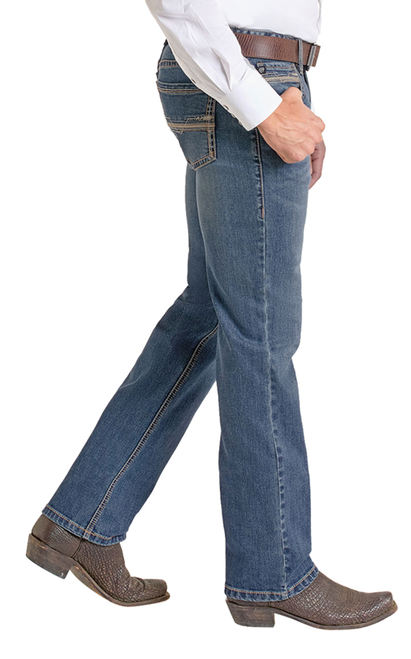 Rock & Roll Denim Men's Revolver Medium Wash Vintage Straight Leg Jeans - Image 1