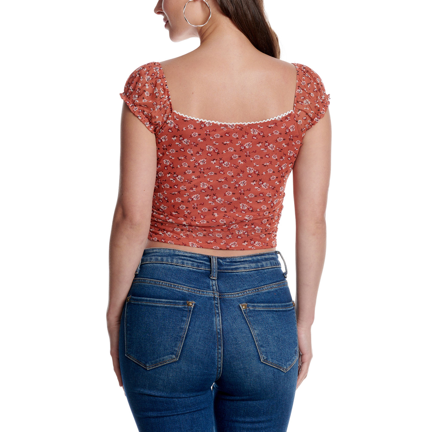 Moa Moa Women's Rust Floral Print Crop Top - Image 1