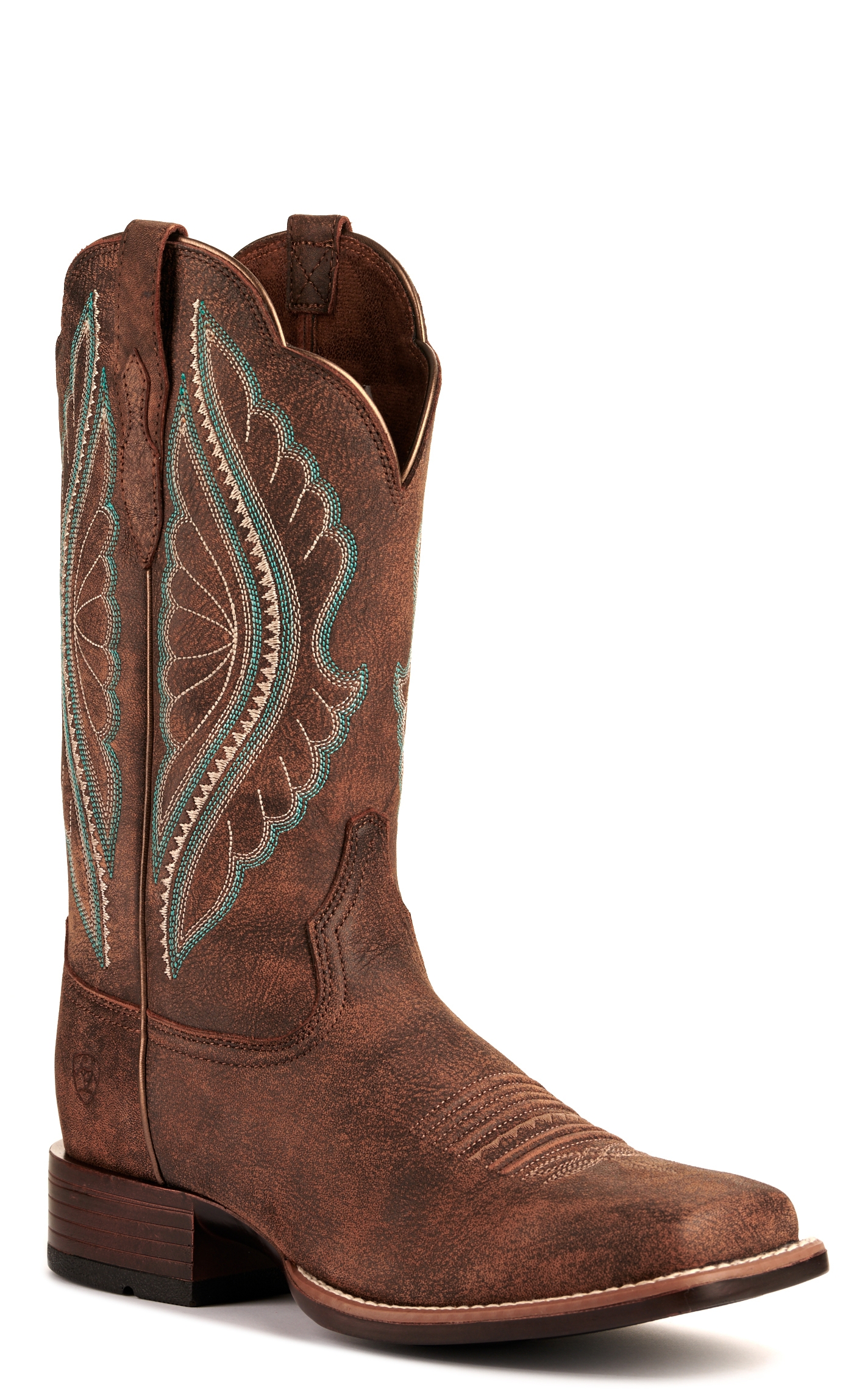 Ariat Women's PrimeTime Tack Room Brown Bantamweight Wide Square Toe Cowboy Boots - Image 1