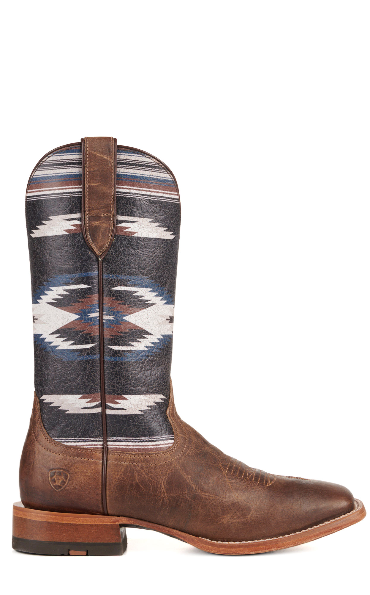 Ariat Men's Frontier Chimayo Natural Brown and Aztec Wide Square Toe Cowboy Boots - Image 1