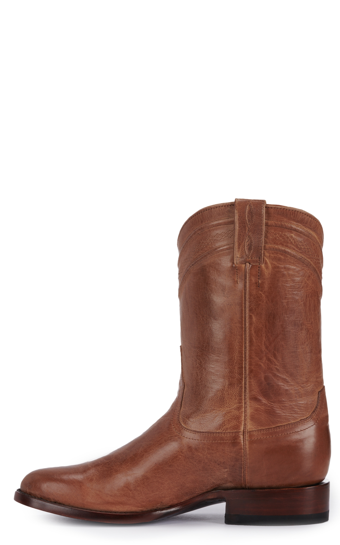 JRC & Sons Men's Todd Mad Dog Goat Leather Round Toe Roper Boot in Tan - Image 1