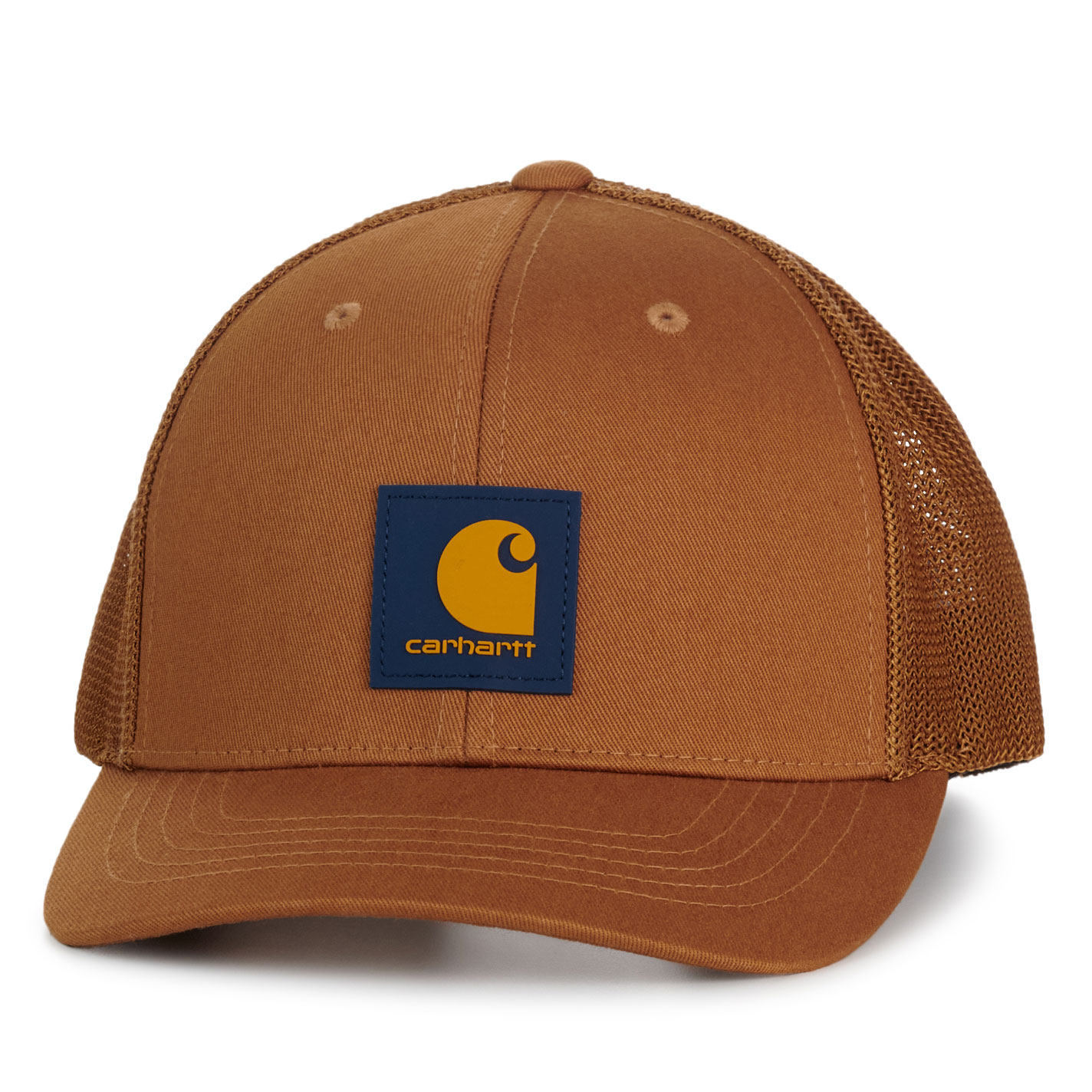 Carhartt Men's Dark Honey & Rubber Logo Patch Cap - Image 1