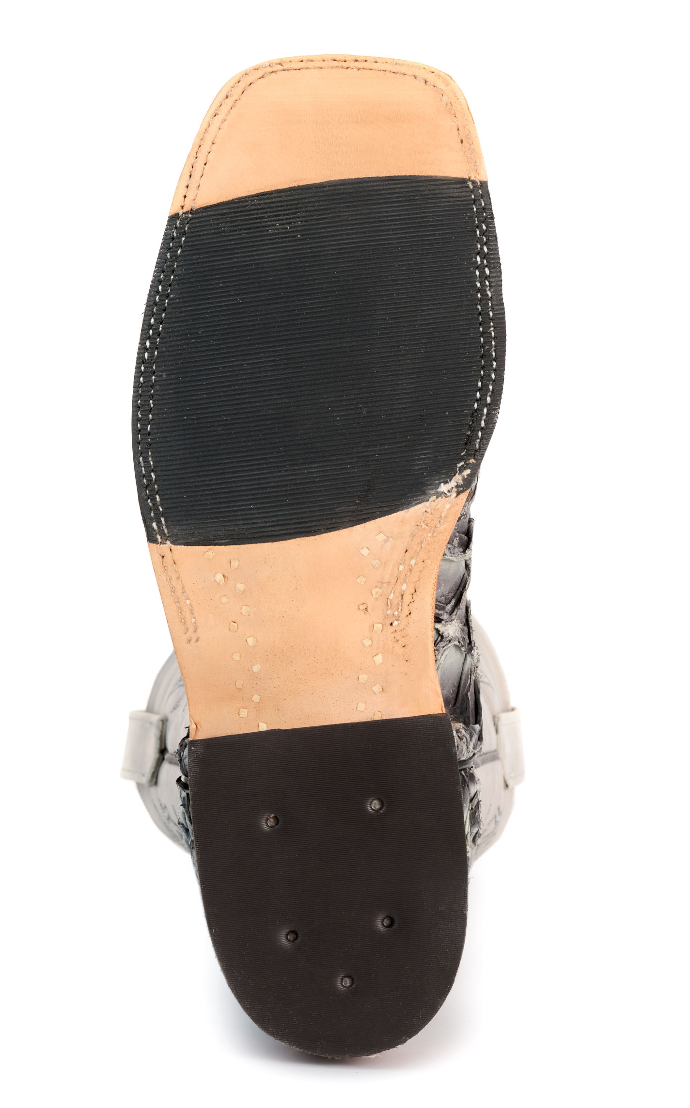 Anderson Bean Men's Gray Big Bass and Cream Black Hybrid Wide Square Toe Exotic Cowboy Boots - Image 1