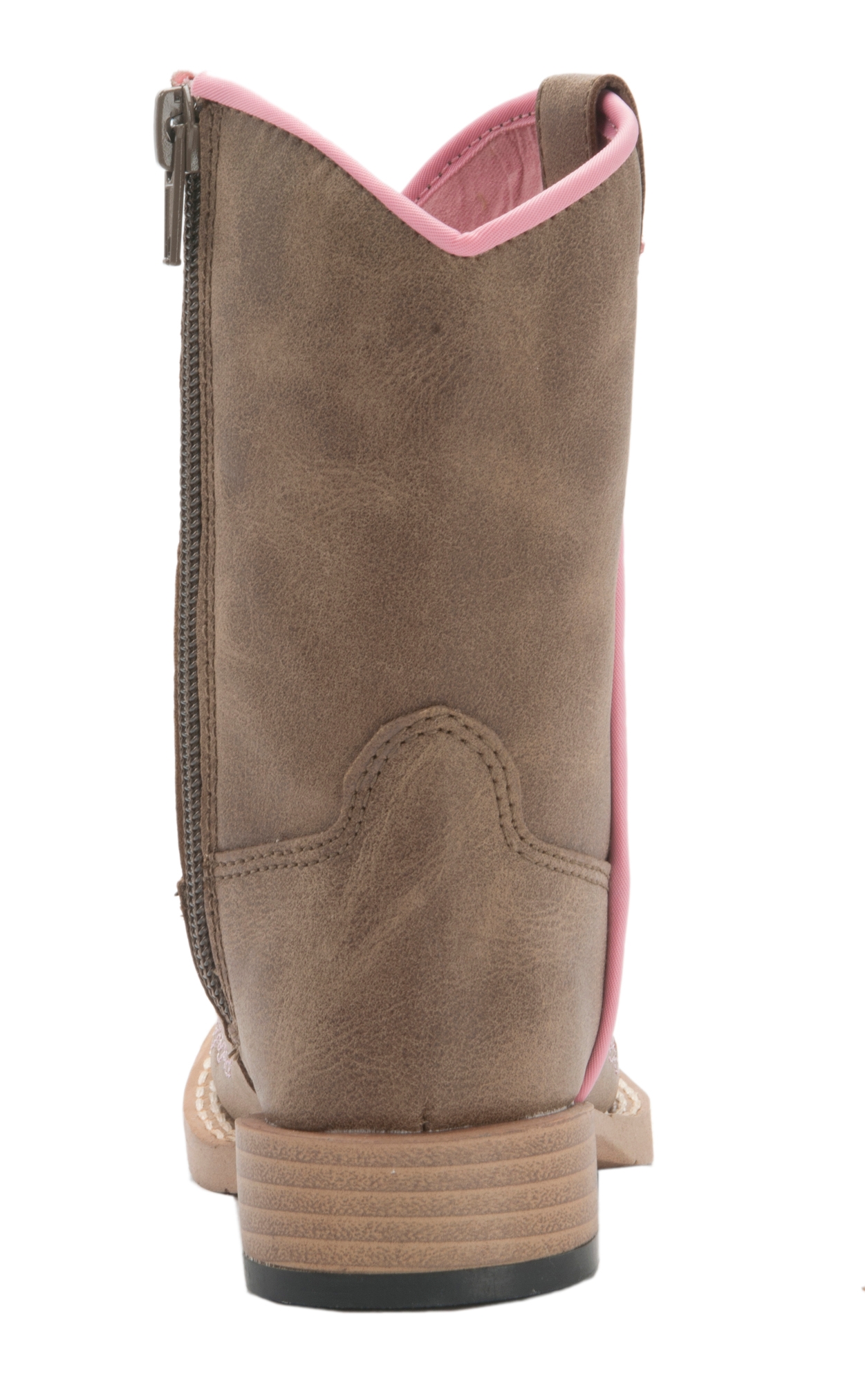 Blazin Roxx Toddler Gracie Brown with Pink Wing Cross Zip Square Toe Cowboy Boots - Image 1