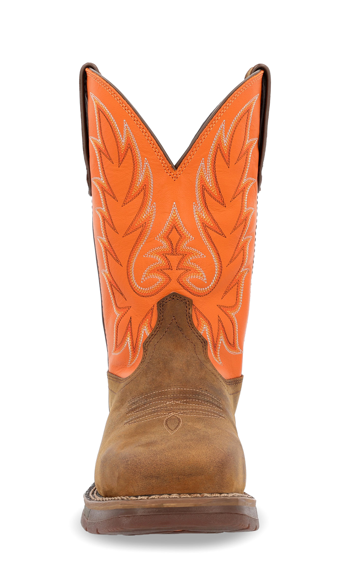 Durango Men’s Coffee & Orange Workin’ Rebel Wide Square Steel Toe Work Boots - Image 1